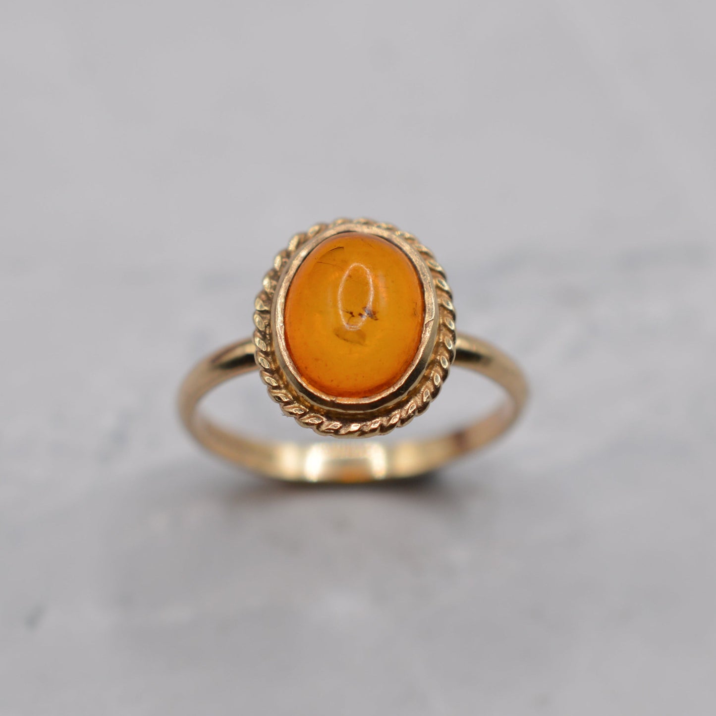 1990s 9ct Gold Amber Solitaire Ring