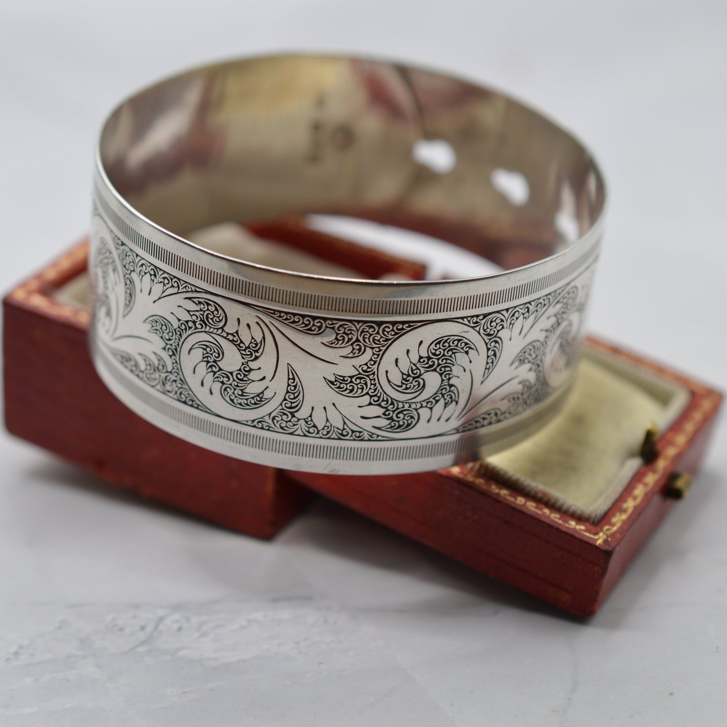Vintage 1940s Sterling Silver Buckle Bangle Bracelet (Adjustable Size)