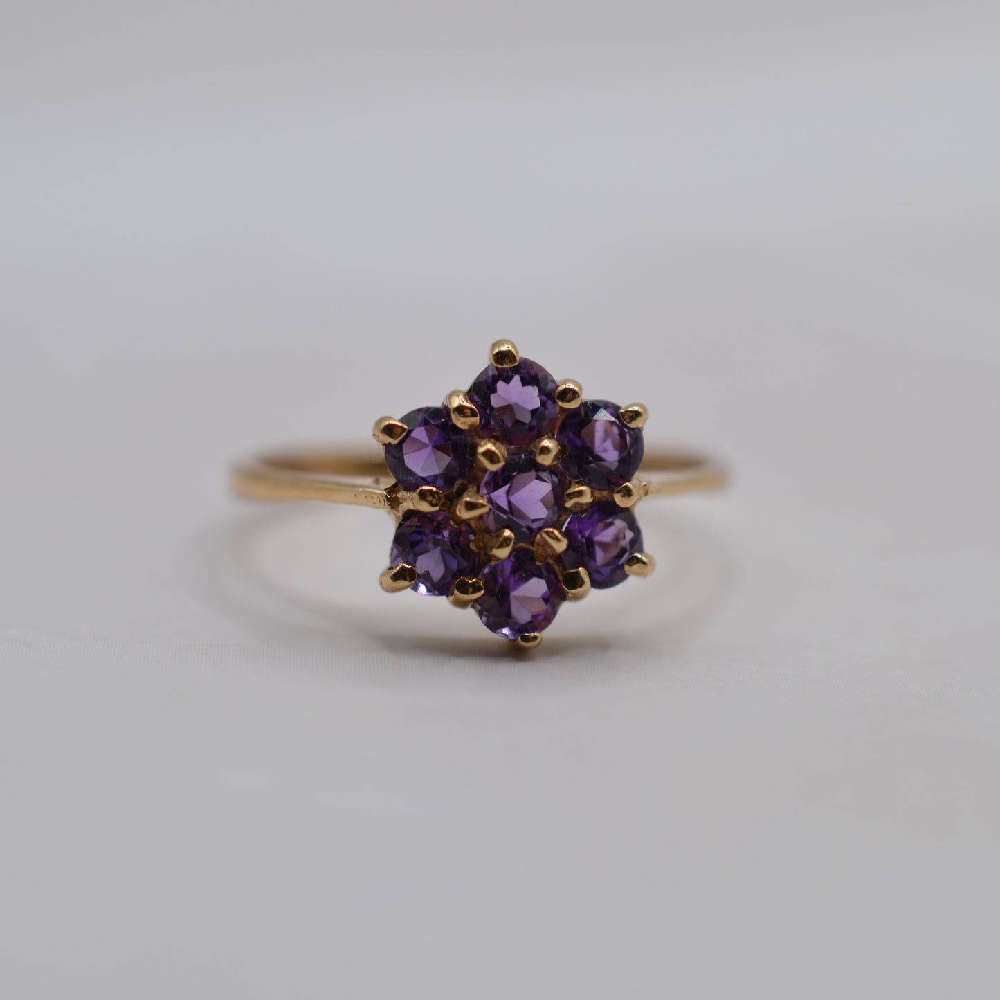 1990s 9ct Gold Amethyst Cluster Ring
