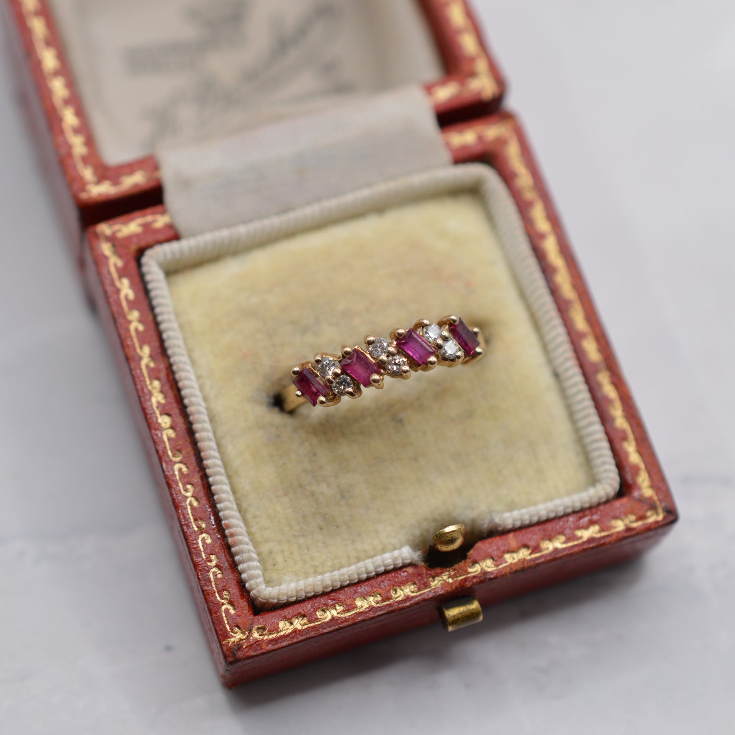 1990s 9ct Gold Ruby & Diamond Half-Eternity Ring