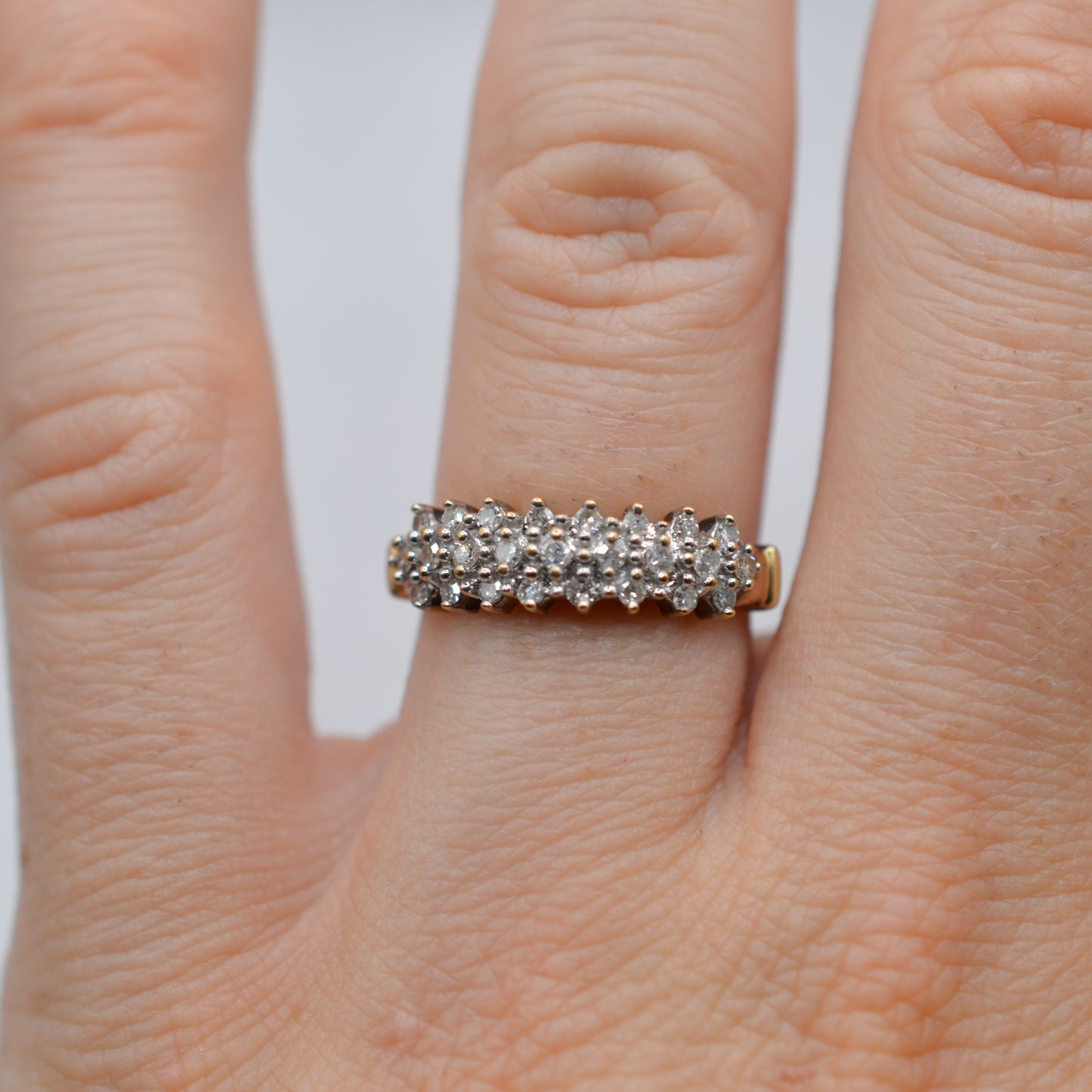 9ct Gold 0.25ct Diamond Triple Row Ring