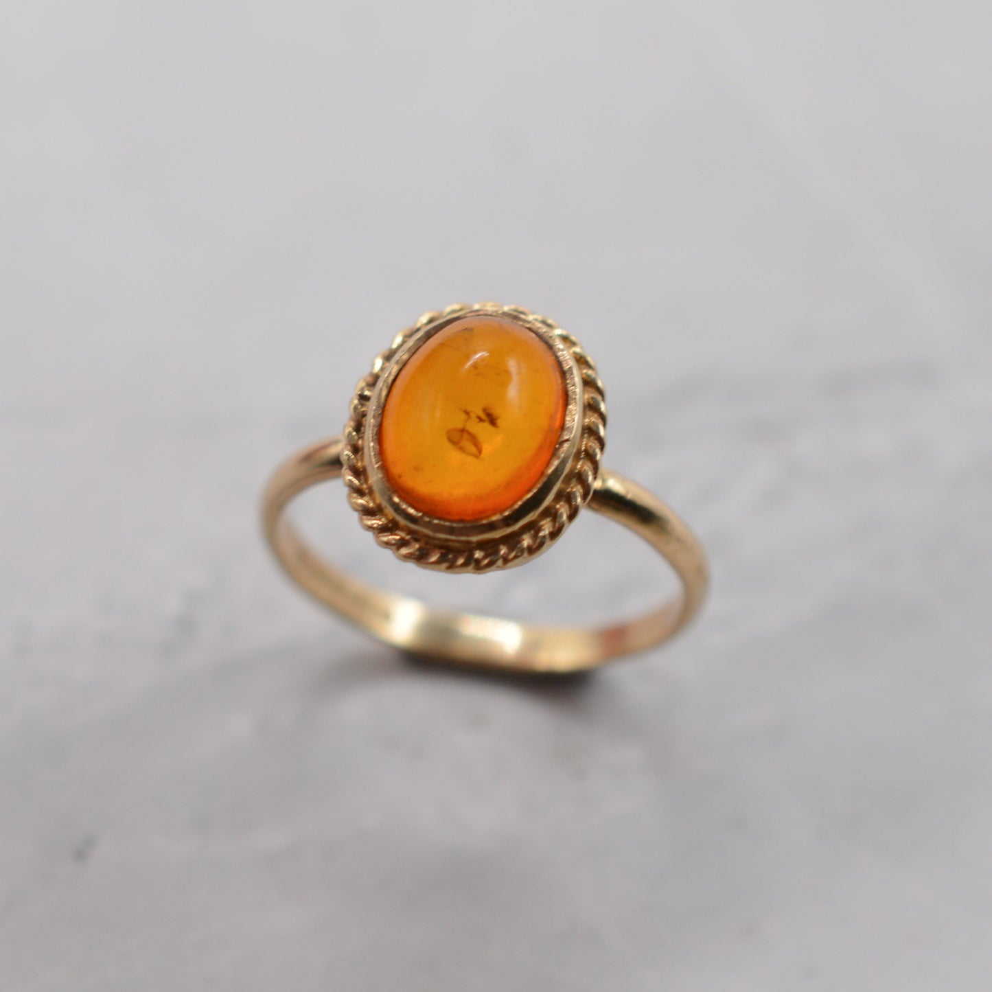 1990s 9ct Gold Amber Solitaire Ring
