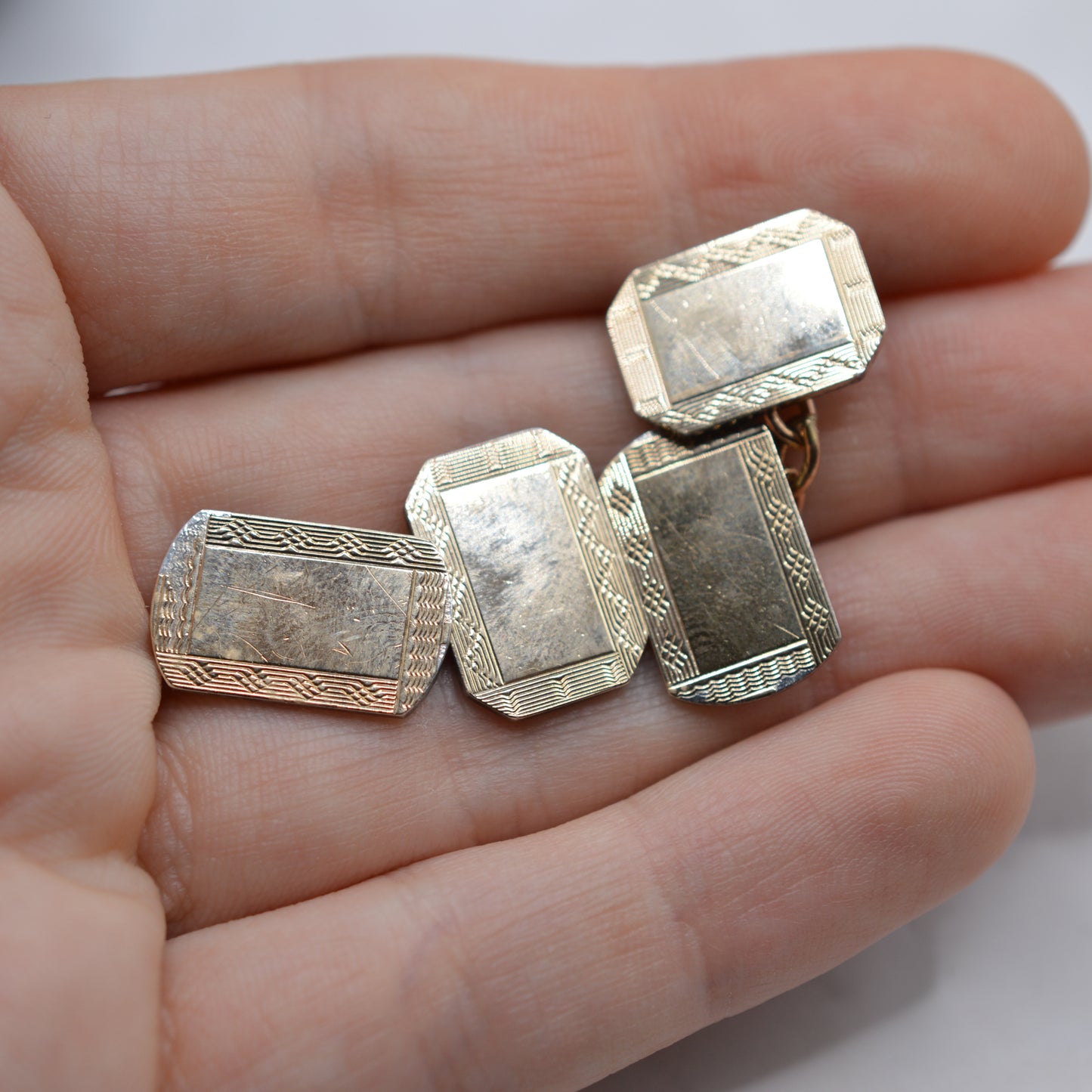 Antique Art Deco 9ct Gold & Silver Cufflinks by Henry Griffith & Sons