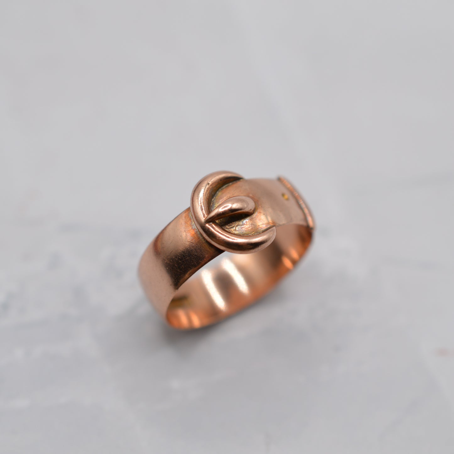 Antique 1912 Edwardian 9ct Rose Gold Buckle Ring