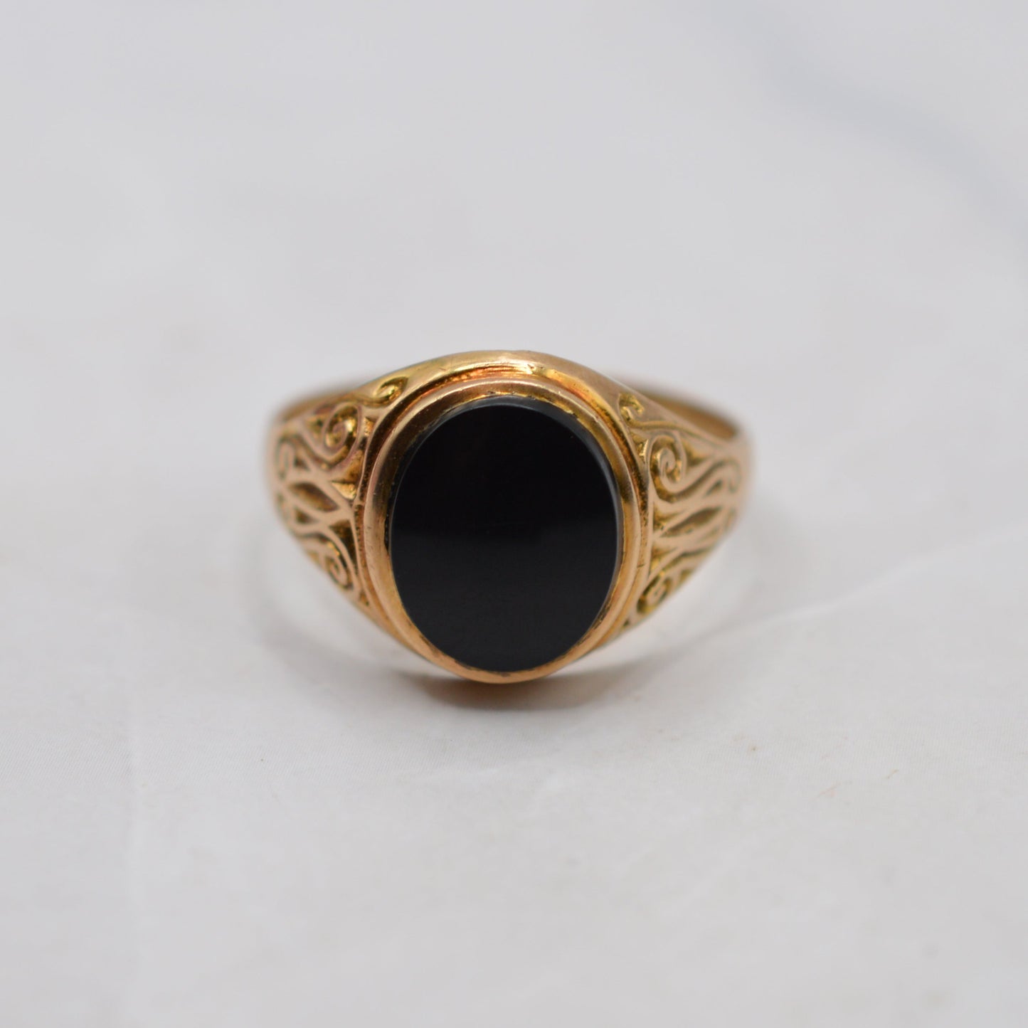 1960s Vintage 9ct Gold Unisex Black Onyx Signet Ring