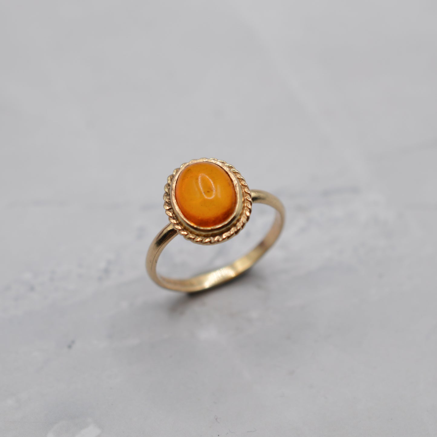 1990s 9ct Gold Amber Solitaire Ring