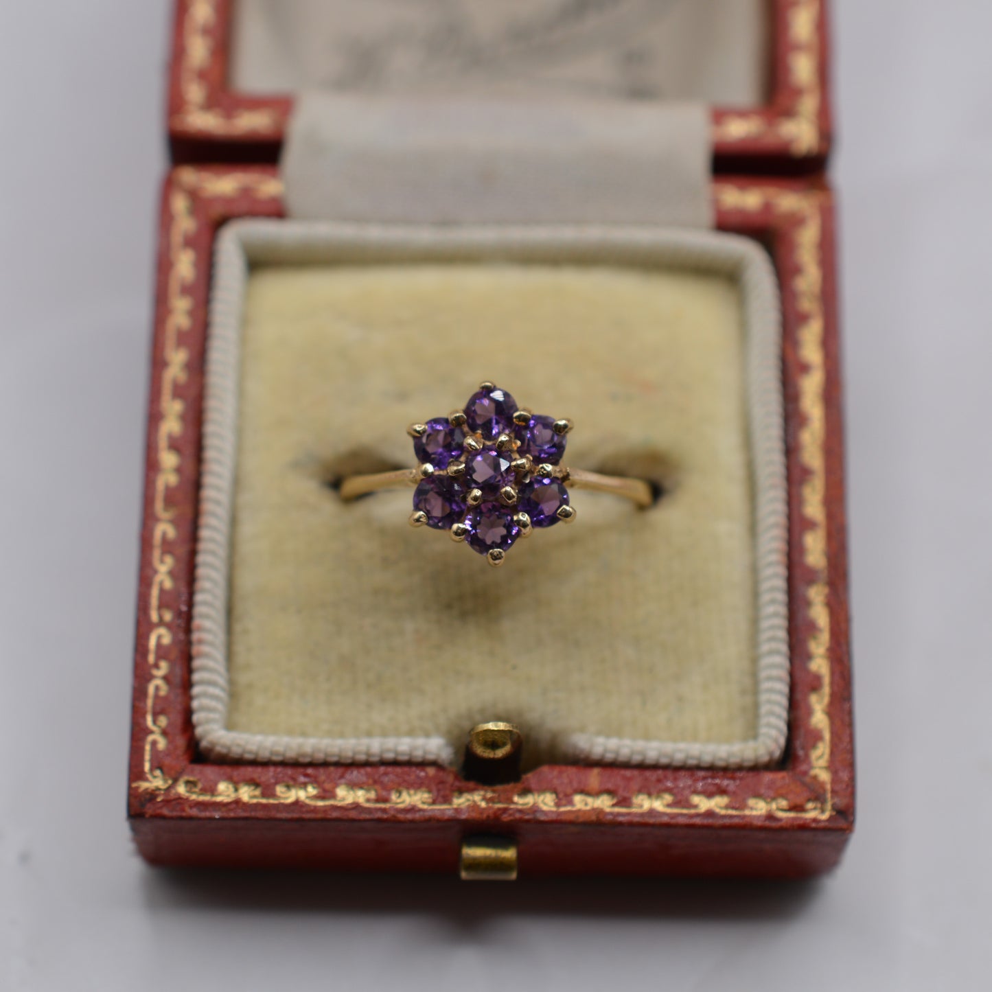 1990s 9ct Gold Amethyst Cluster Ring