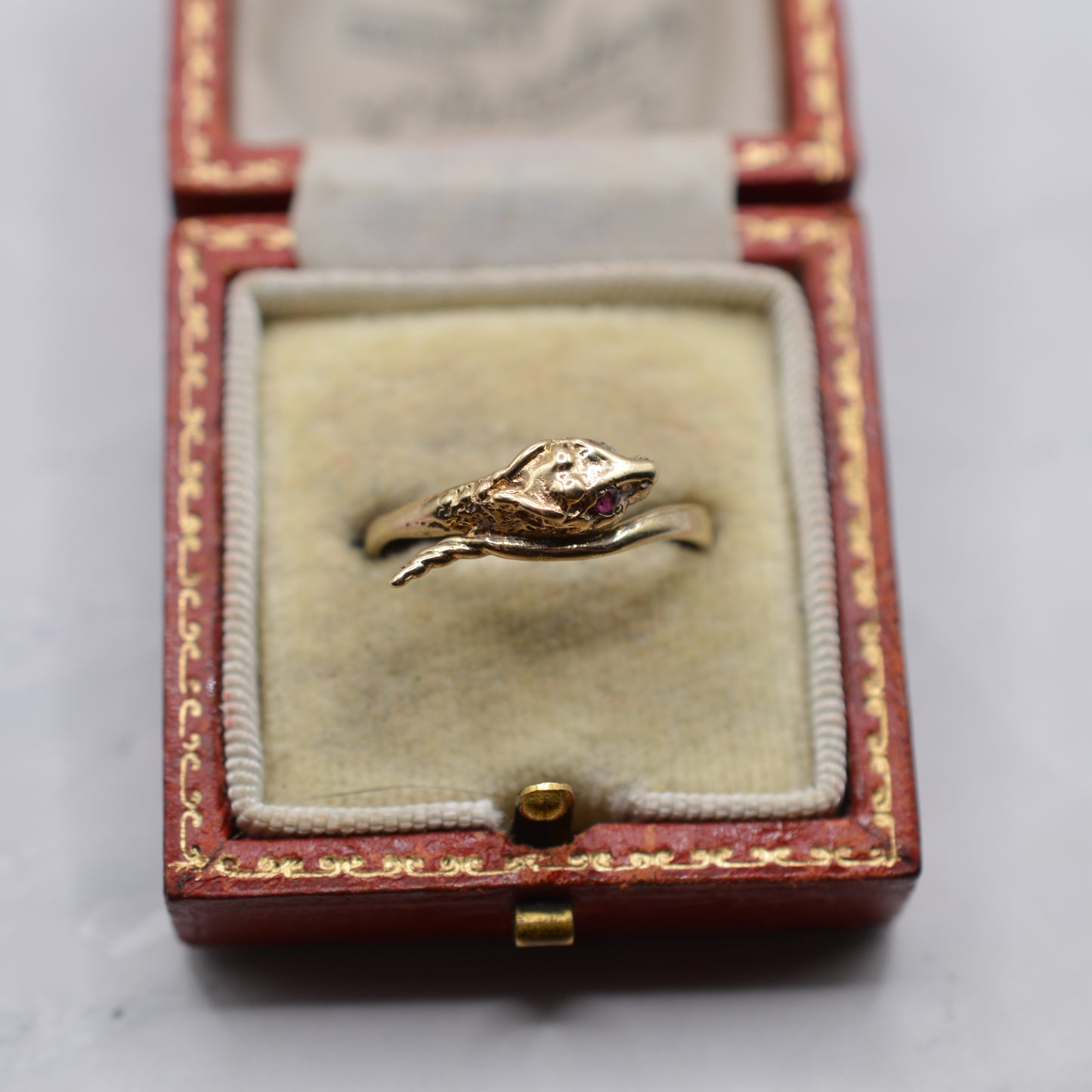 1980s 9ct Gold Ruby Snake Ring