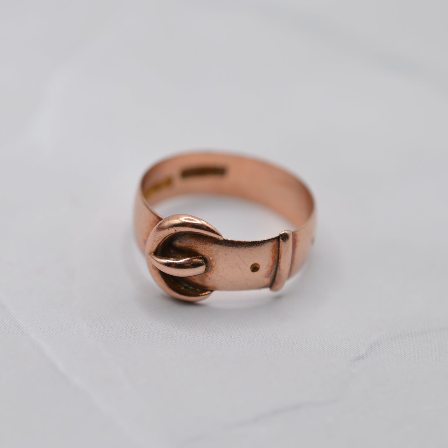 Antique 1912 Edwardian 9ct Rose Gold Buckle Ring