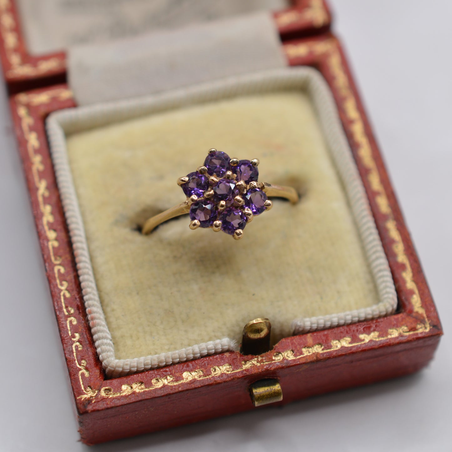 1990s 9ct Gold Amethyst Cluster Ring