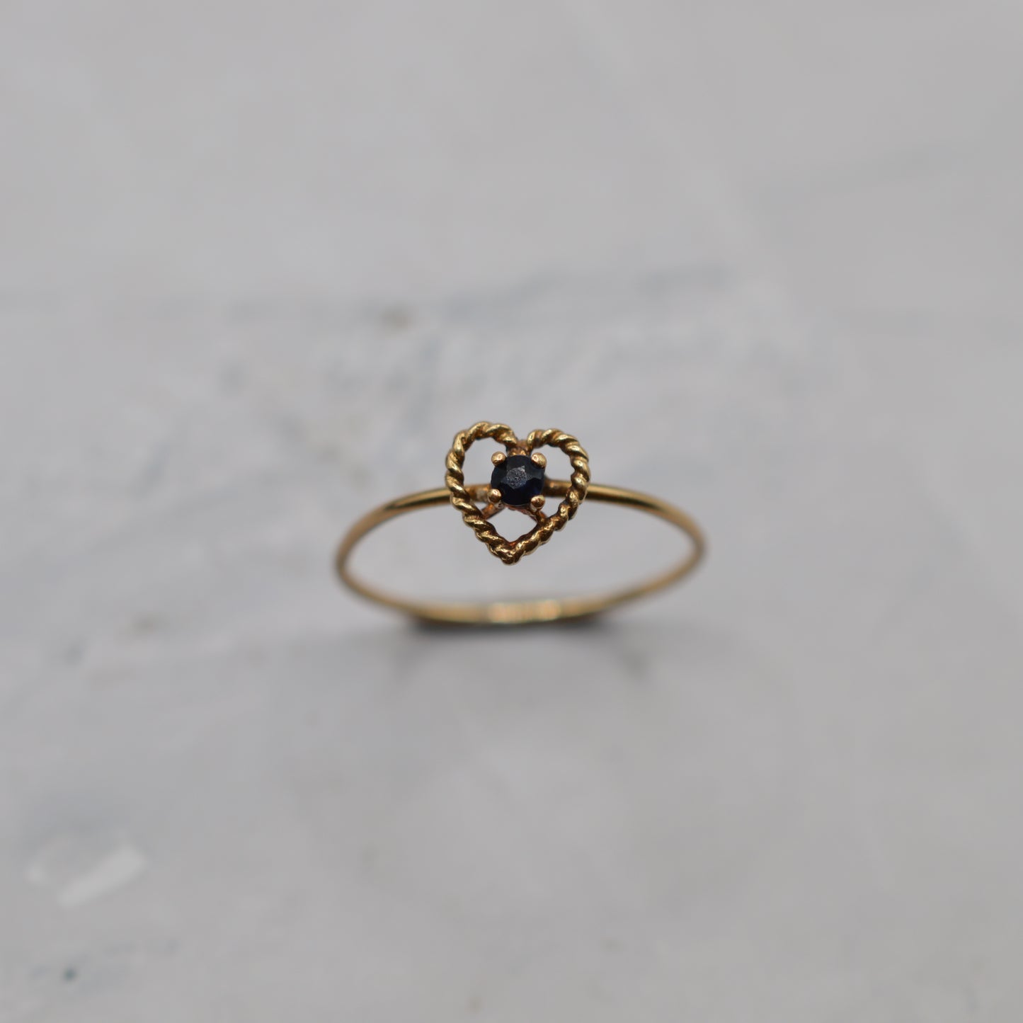 1980s 9ct Gold Sapphire Heart Ring