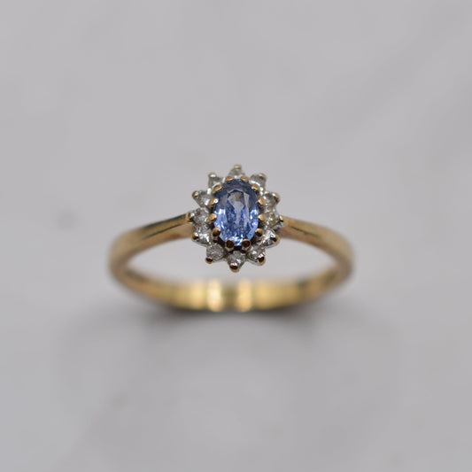 9ct Gold Sapphire & Diamond Cluster Ring