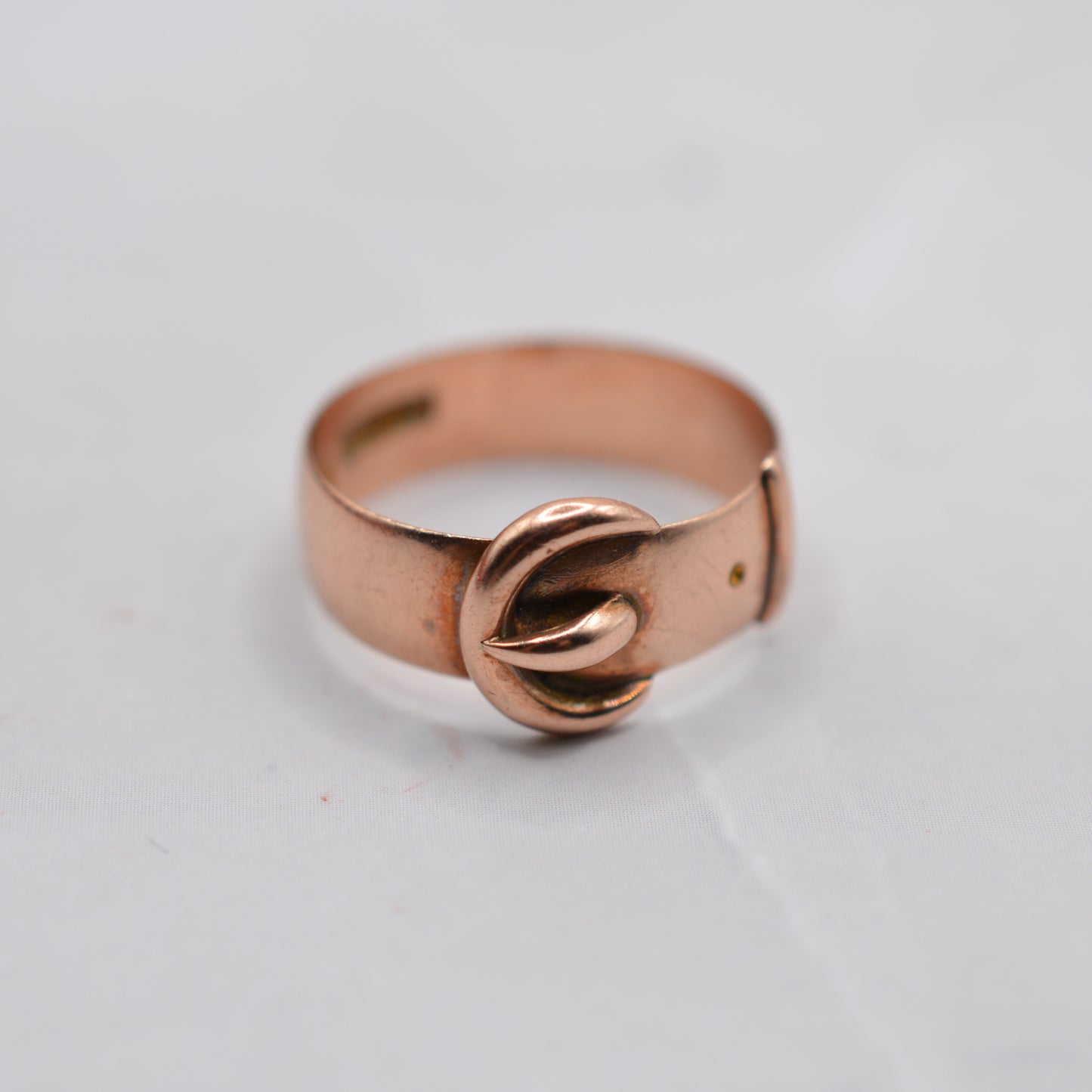 Antique 1912 Edwardian 9ct Rose Gold Buckle Ring