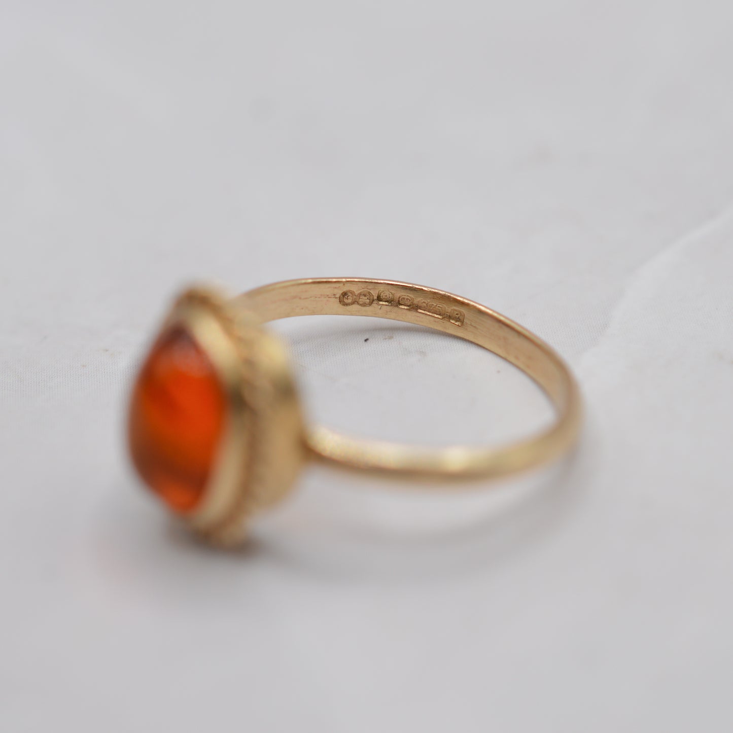1990s 9ct Gold Amber Solitaire Ring