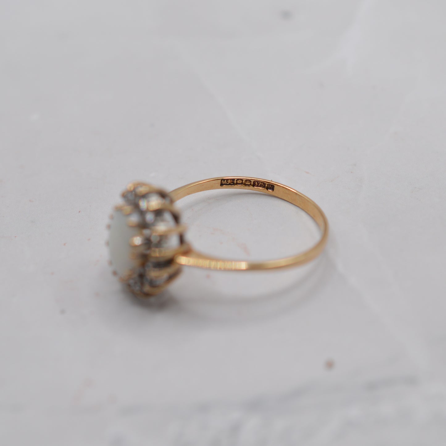 1980s 9ct Gold Opal & CZ Cluster Ring