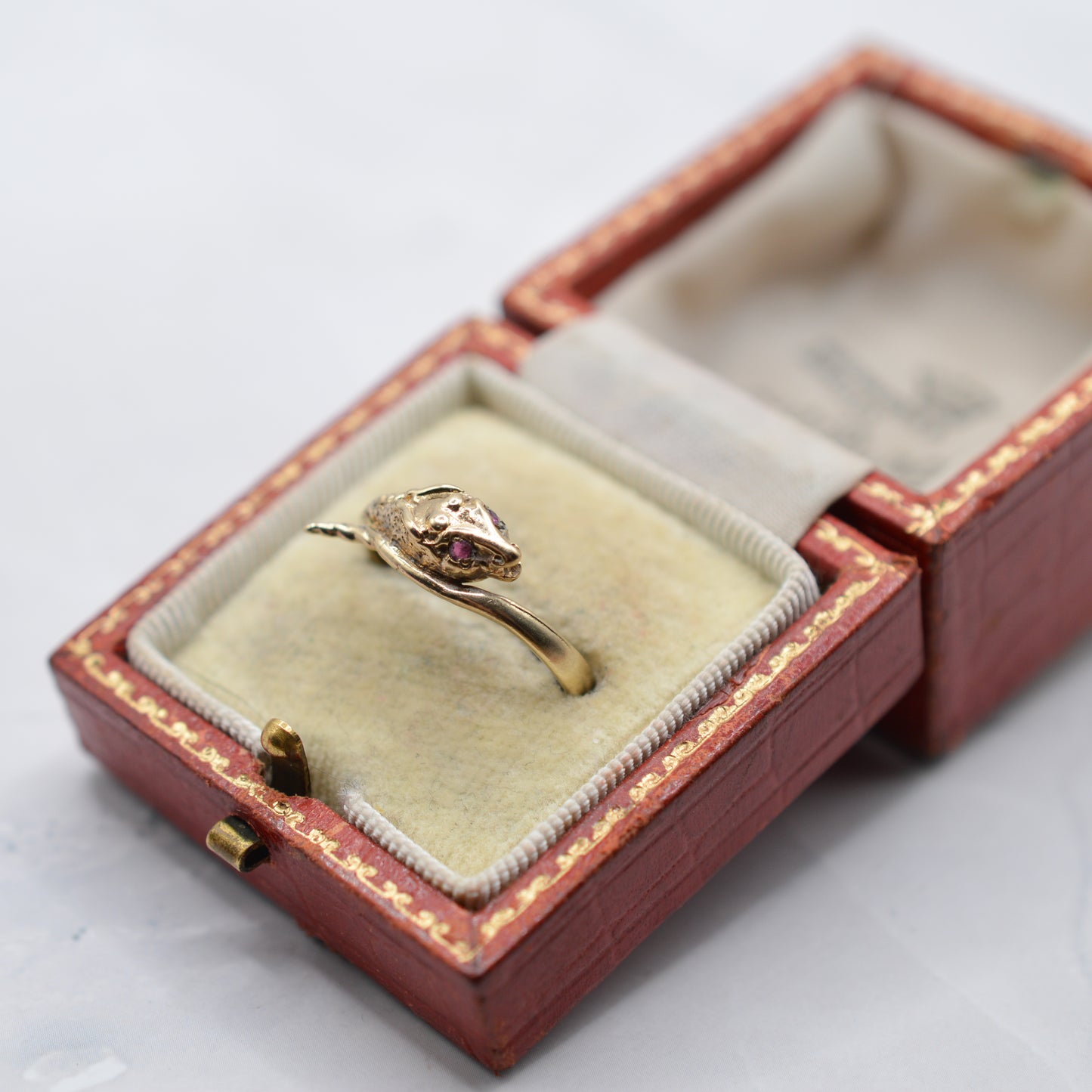 1980s 9ct Gold Ruby Snake Ring