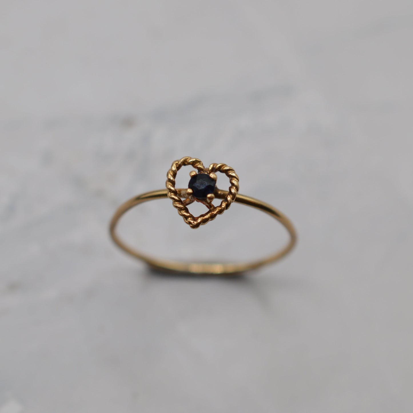 1980s 9ct Gold Sapphire Heart Ring