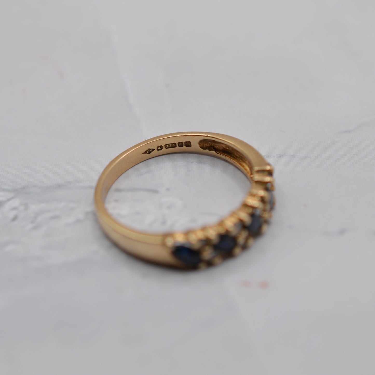 1980s Vintage 9ct Gold Sapphire & Diamond Half-Eternity Ring