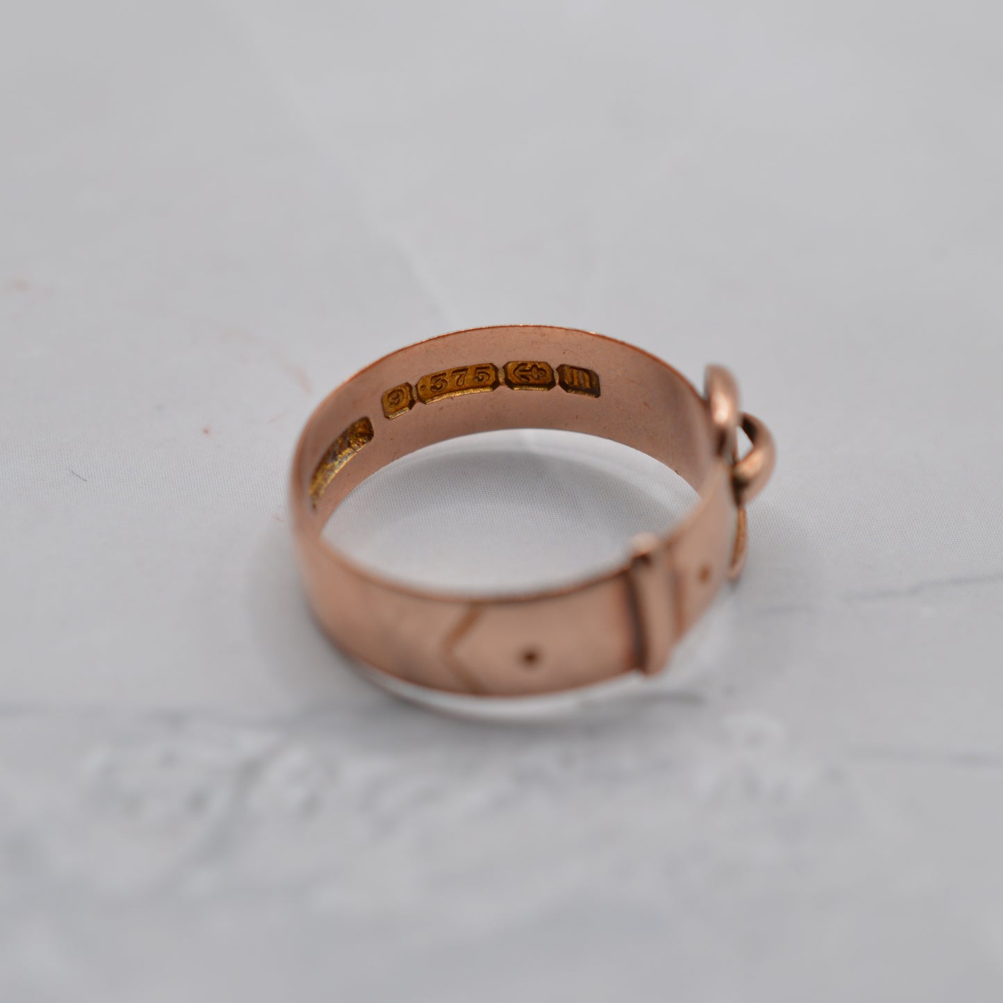 Antique 1912 Edwardian 9ct Rose Gold Buckle Ring