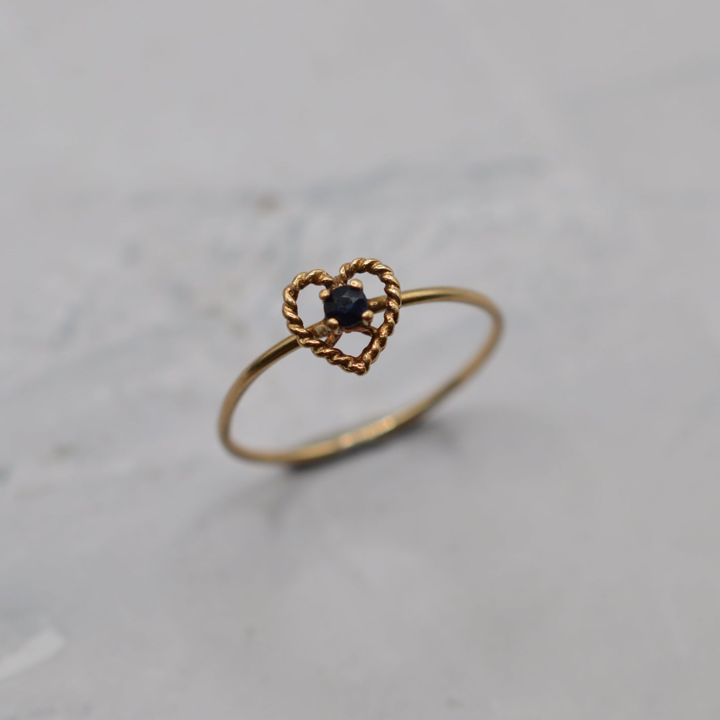 1980s 9ct Gold Sapphire Heart Ring