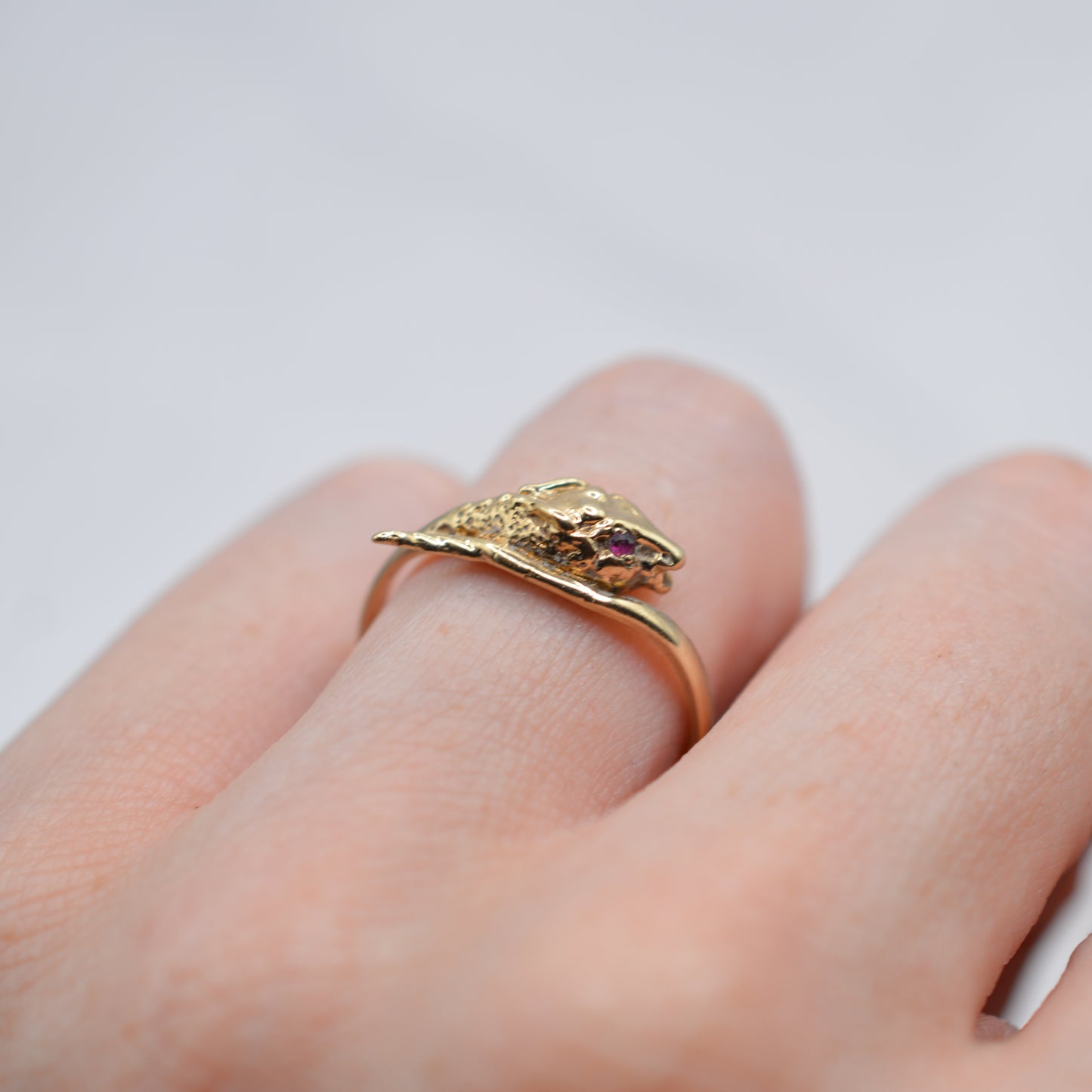 1980s 9ct Gold Ruby Snake Ring