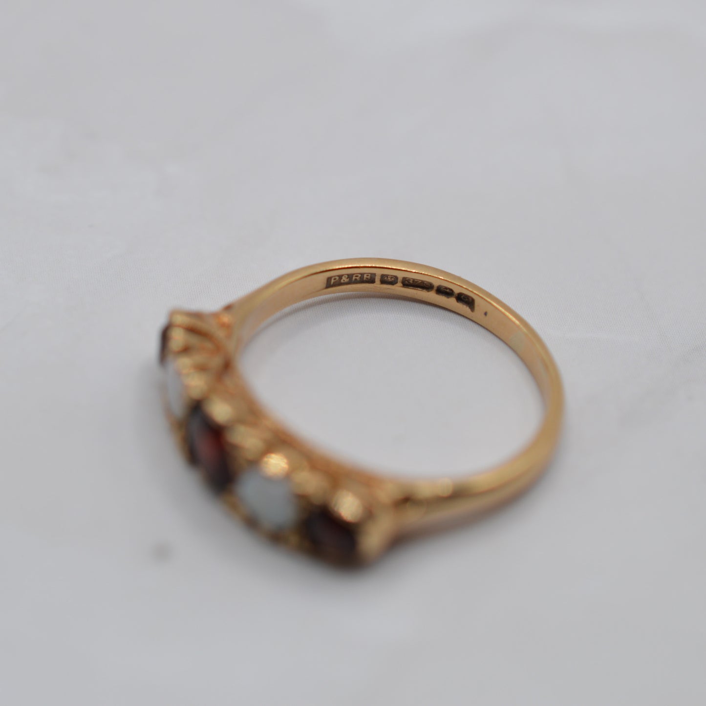 1970s Vintage 9ct Gold Opal & Garnet Half-Eternity Ring
