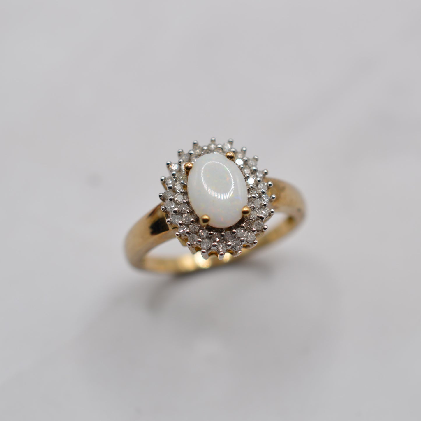 9ct Gold Opal & Diamond Cluster Ring
