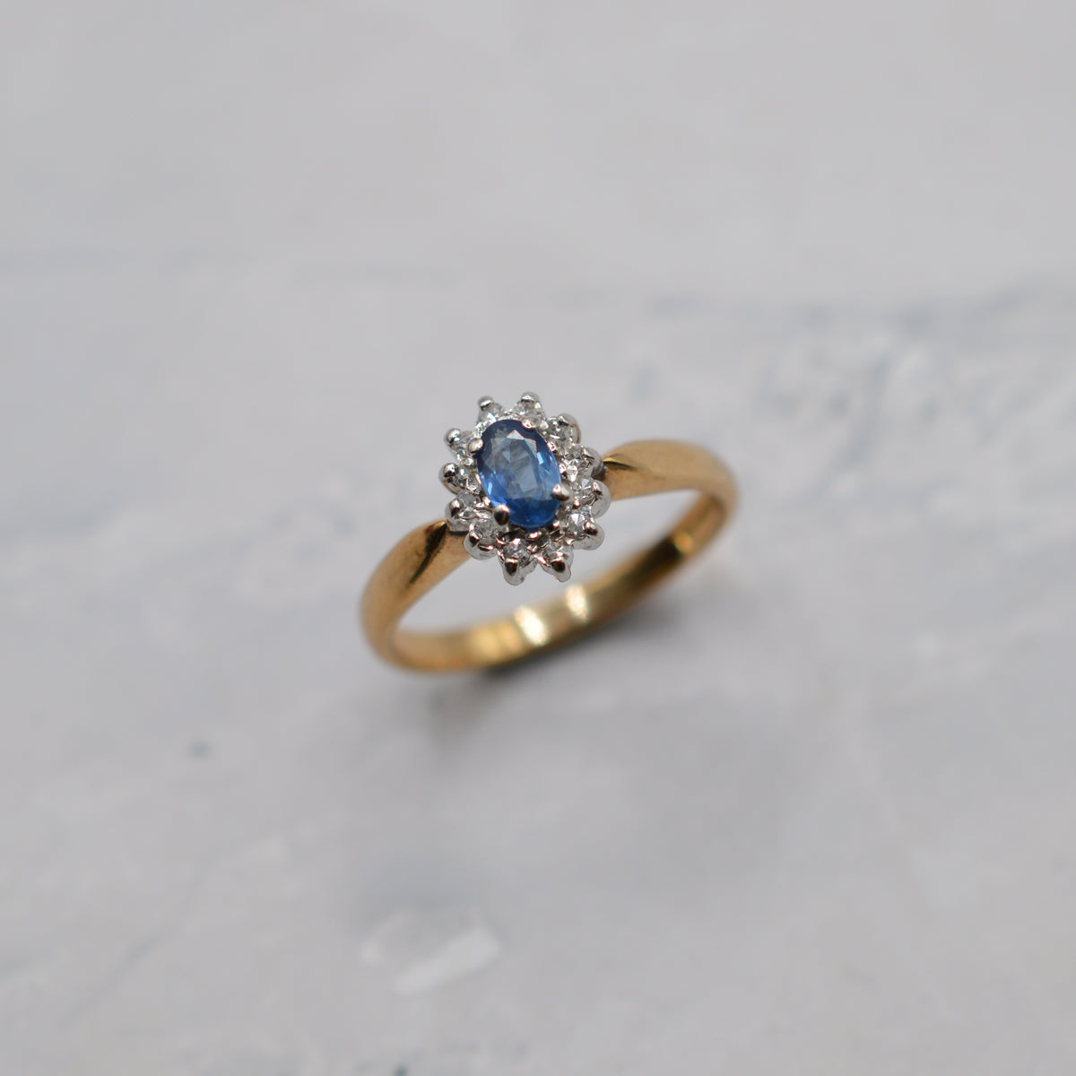 9ct Gold Sapphire & Diamond Cluster Ring
