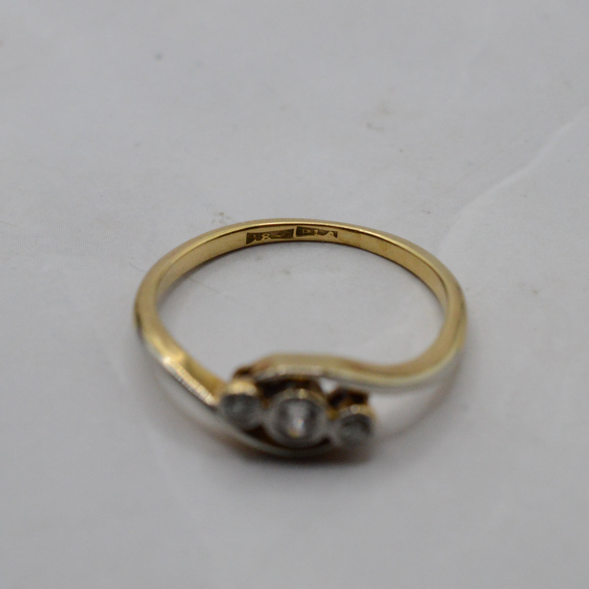 Antique 18ct Gold & Platinum Diamond Trilogy Bypass Ring