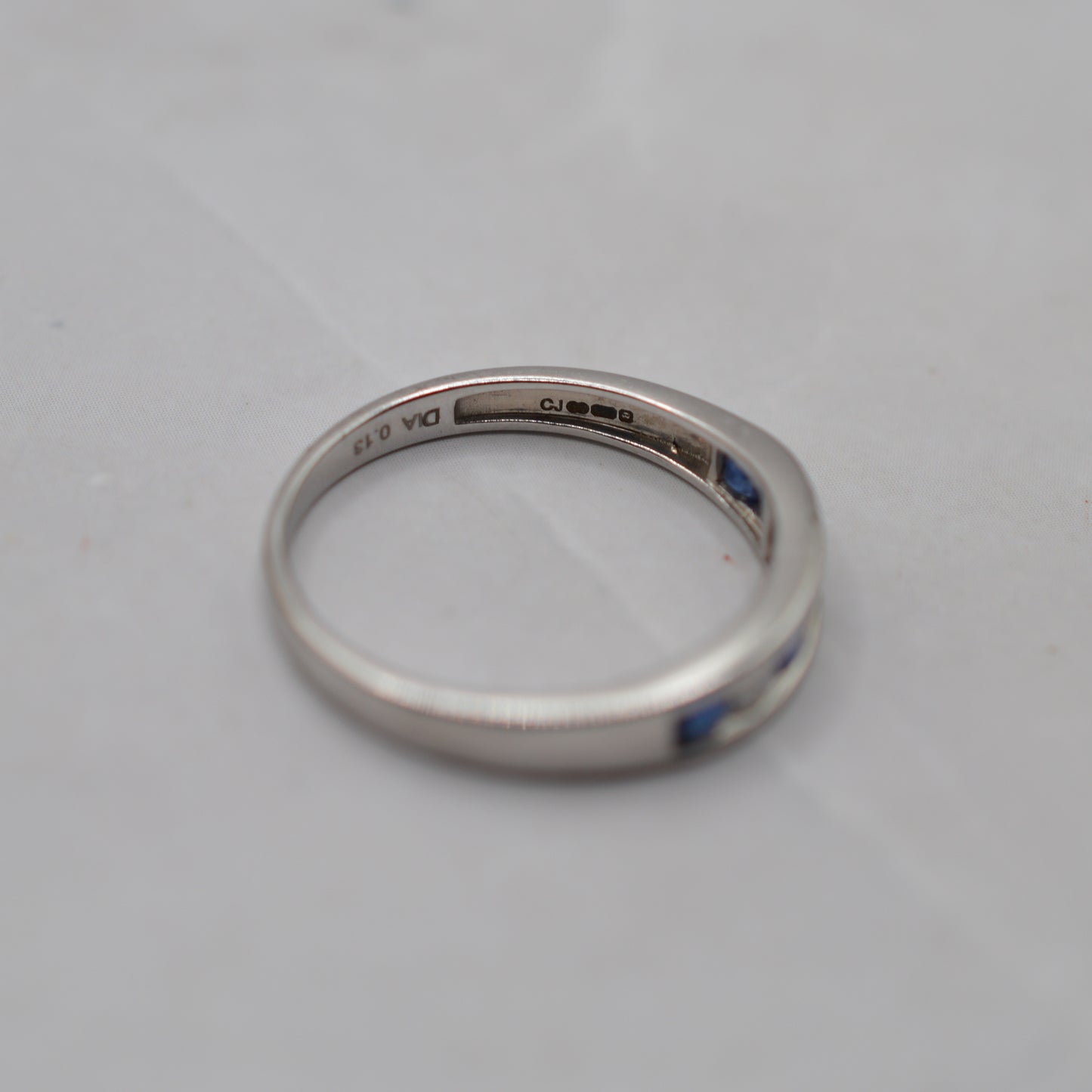 9ct White Gold Sapphire & Diamond Half-Eternity Ring