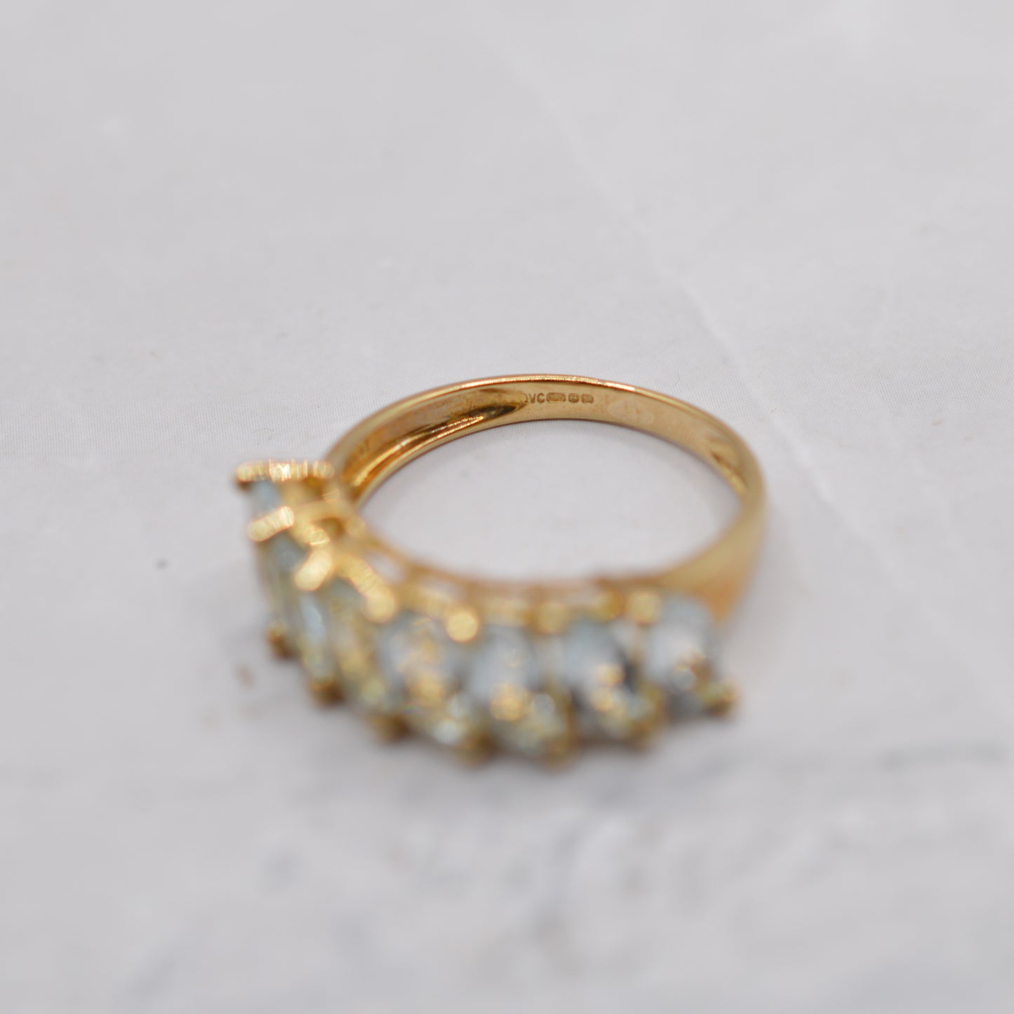 Y2K 9ct Gold Aquamarine Seven-Stone Half-Eternity Ring