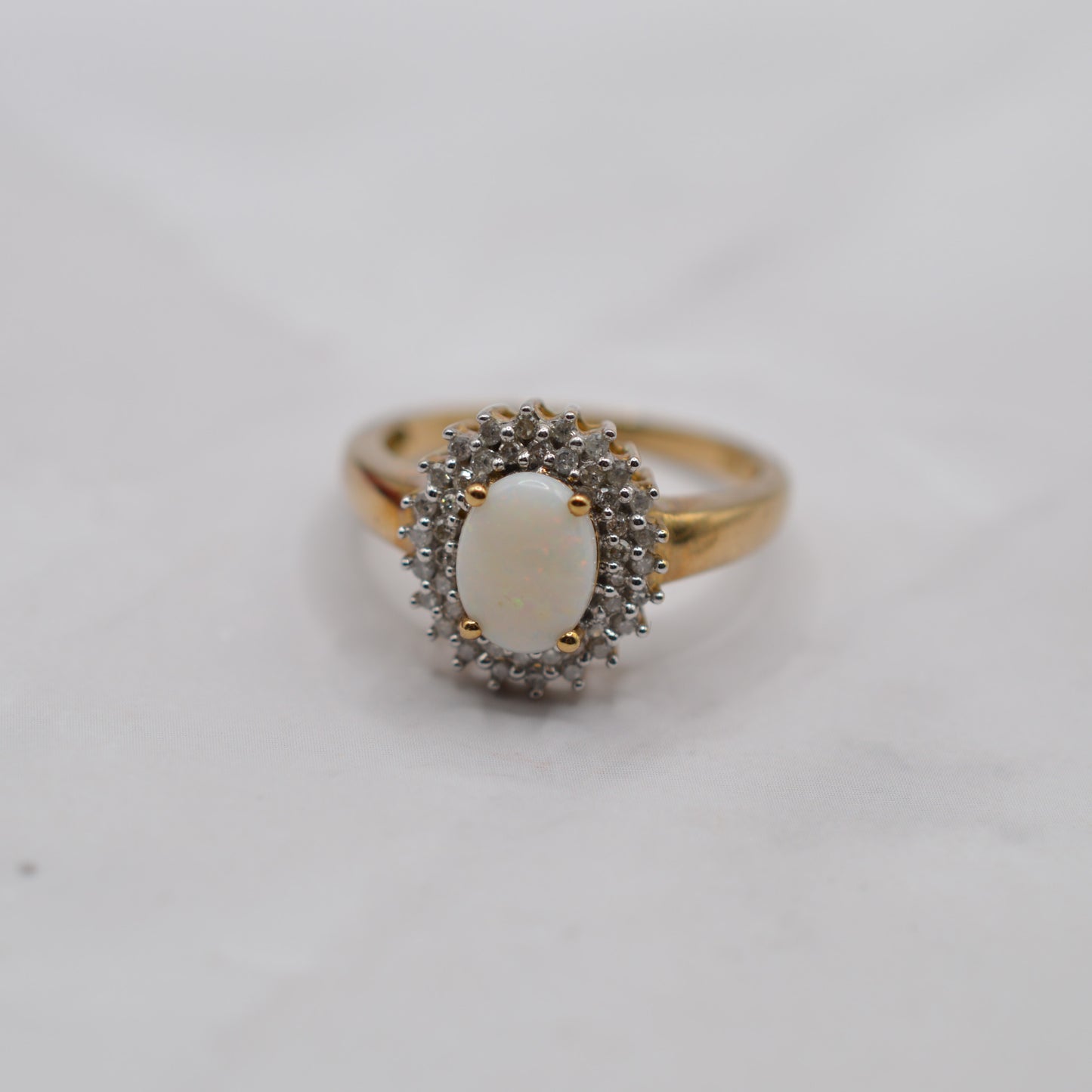 9ct Gold Opal & Diamond Cluster Ring