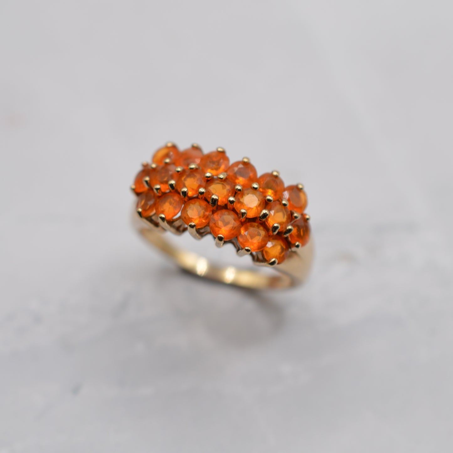 Y2K Chunky 9ct Gold Fire Opal Cluster Ring