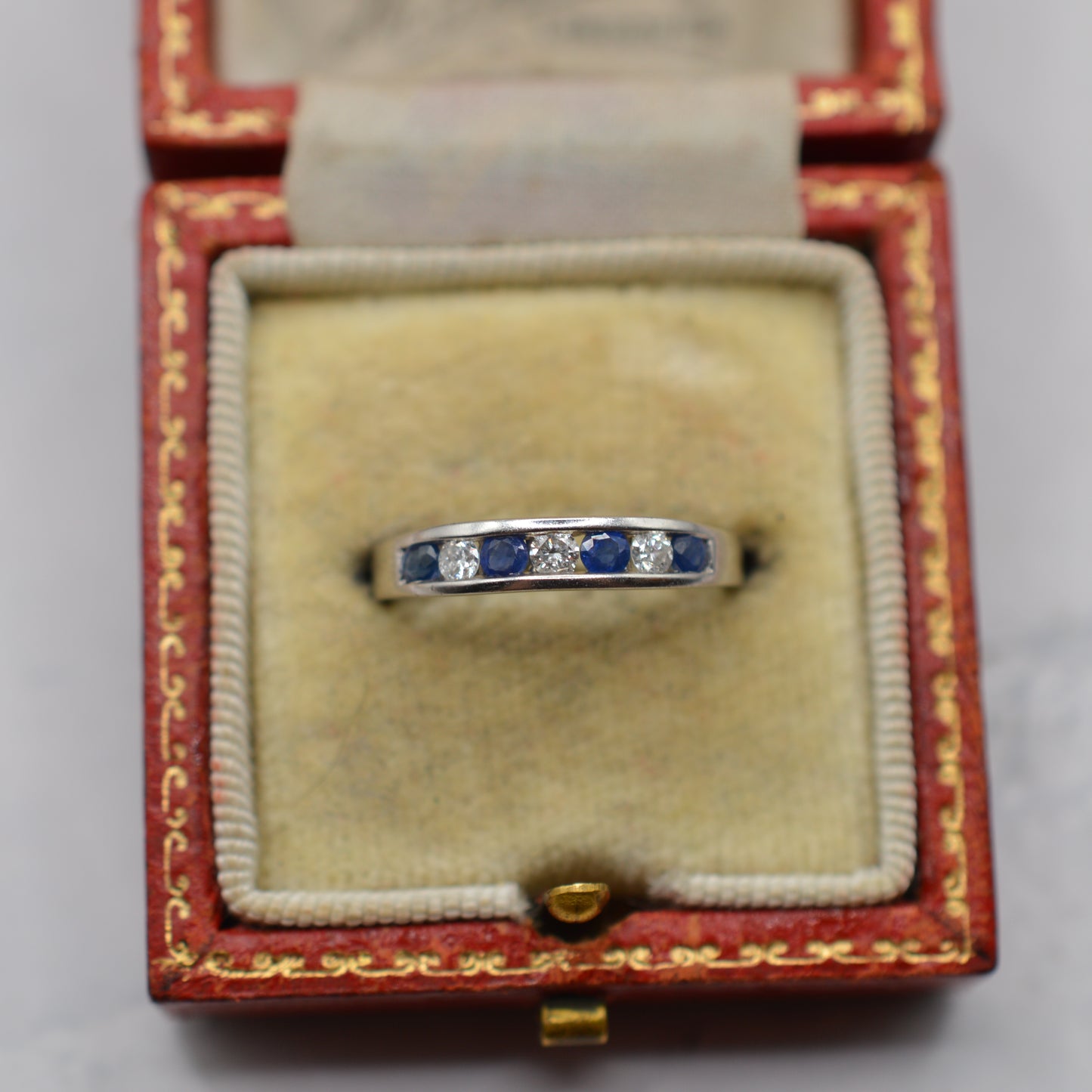 9ct White Gold Sapphire & Diamond Half-Eternity Ring