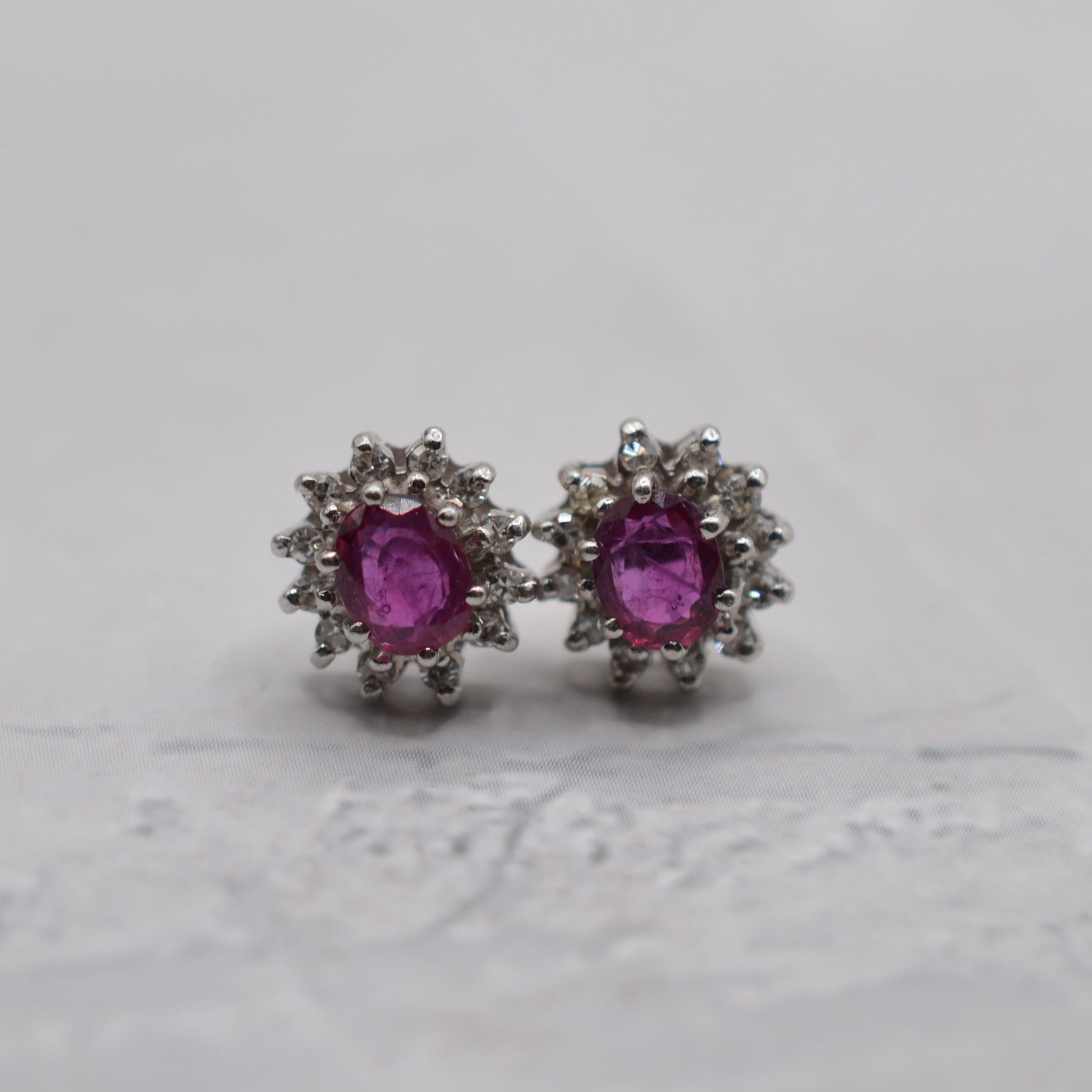 Ruby diamond stud earrings