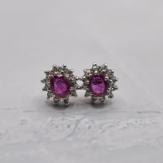 Ruby diamond stud earrings