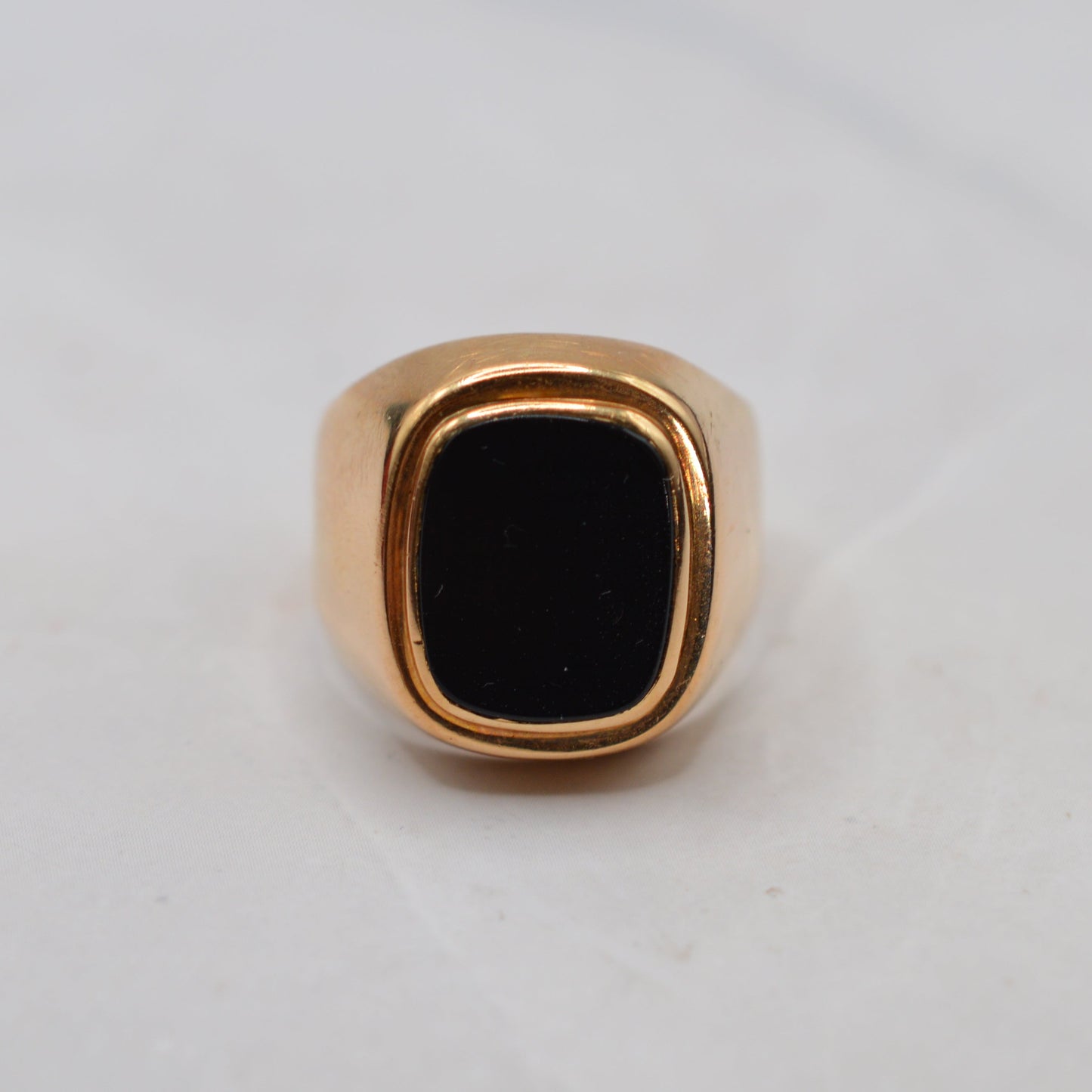 Chunky 1960s Swedish 18ct Gold Onyx Signet Ring