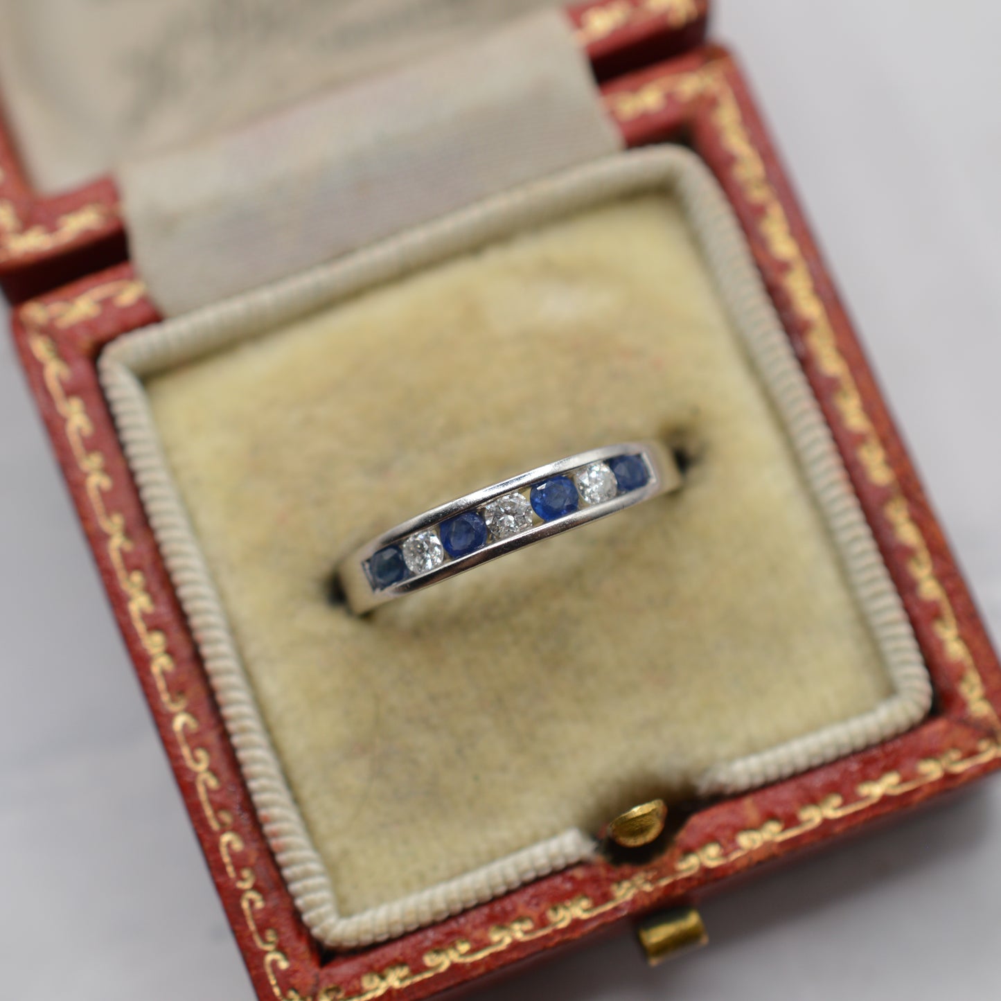 9ct White Gold Sapphire & Diamond Half-Eternity Ring