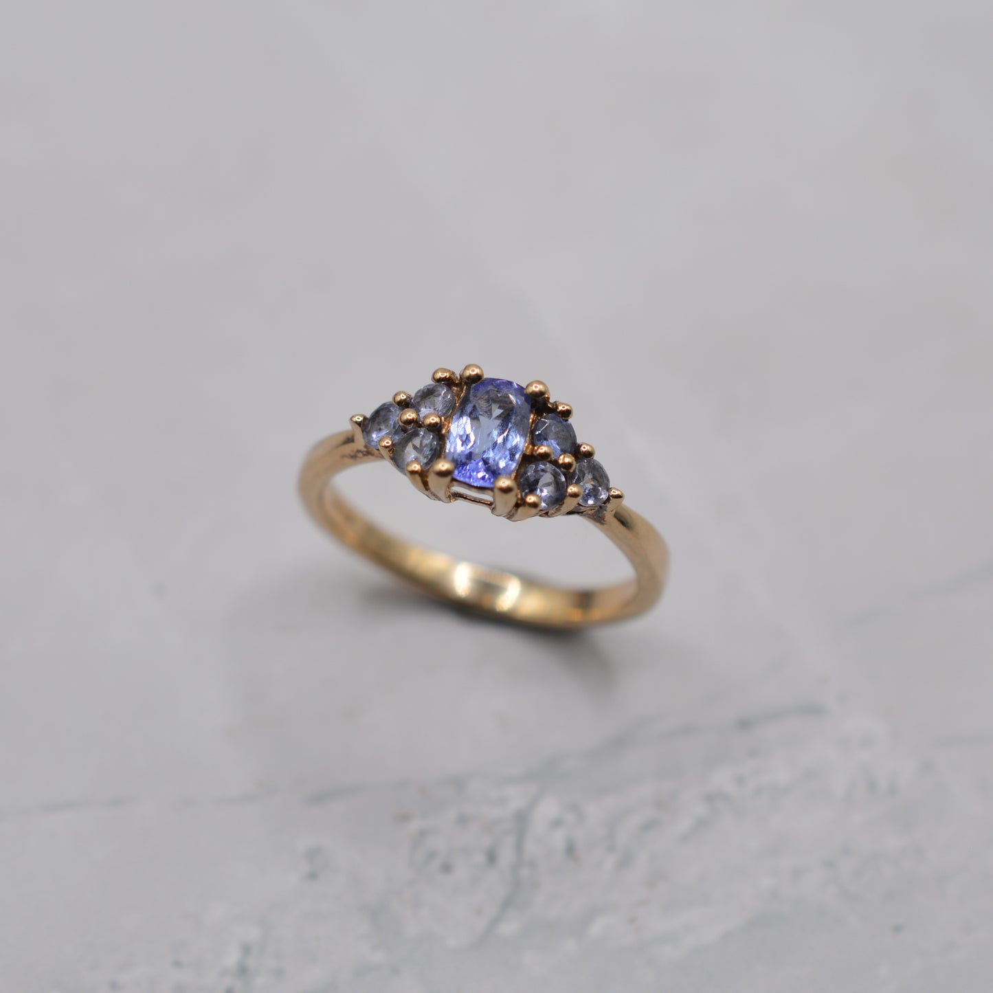 9ct Gold Tanzanite Cluster Dress Ring