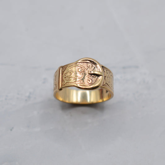 1960s Vintage 9ct Gold Buckle Ring