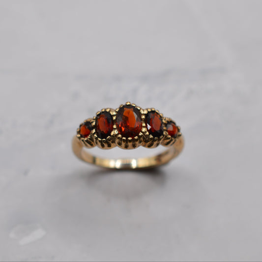 9ct Gold Garnet Five-Stone Ring