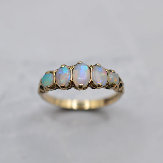 1990s 9ct Gold Opal Five-Stone Ring