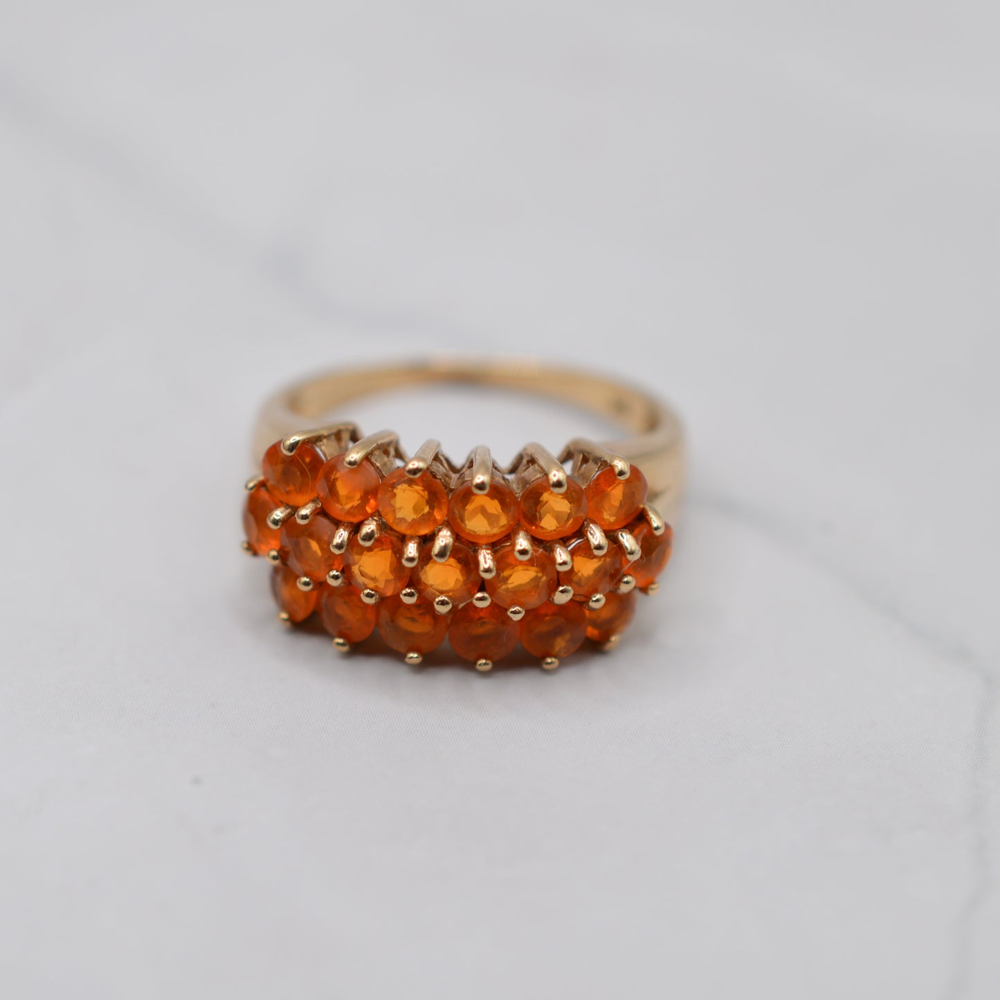 Y2K Chunky 9ct Gold Fire Opal Cluster Ring