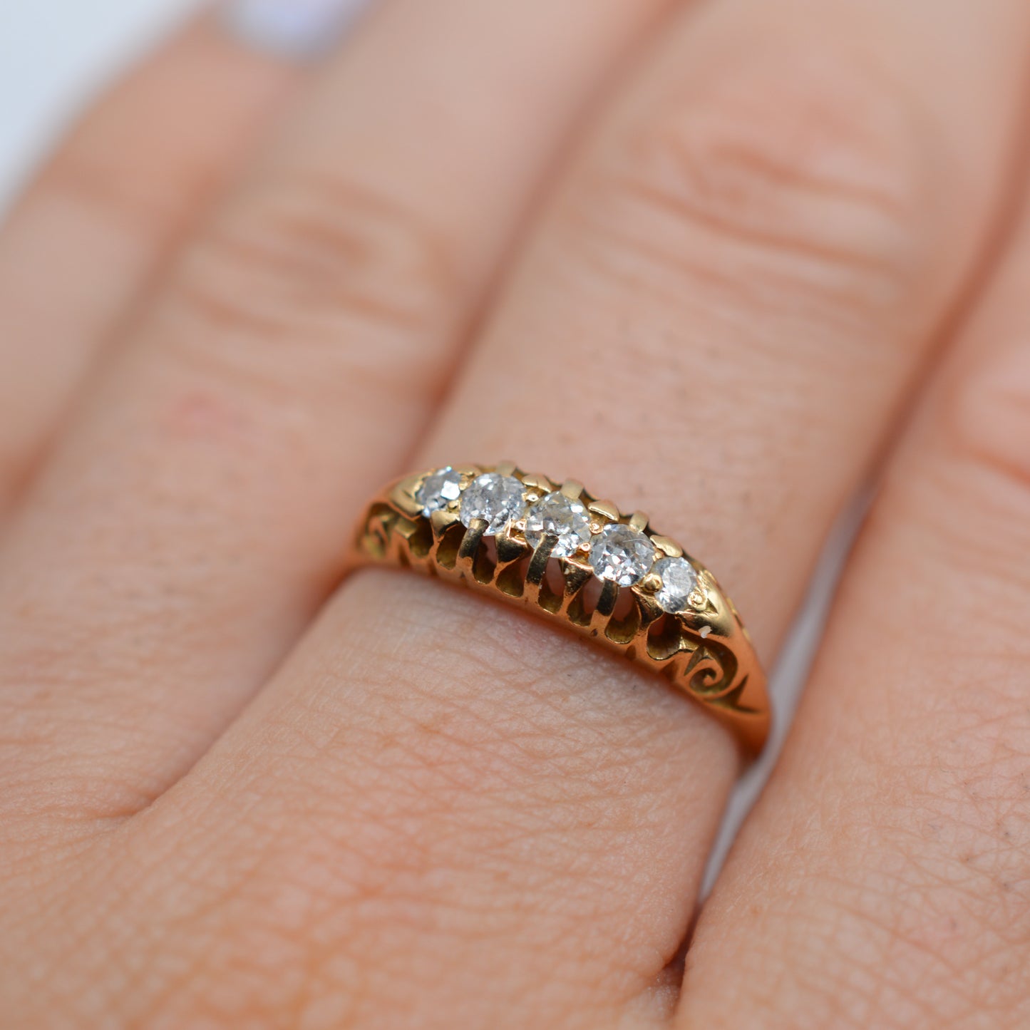 Antique Edwardian 18ct Gold Diamond Five-Stone Ring
