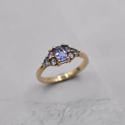 9ct Gold Tanzanite Cluster Dress Ring