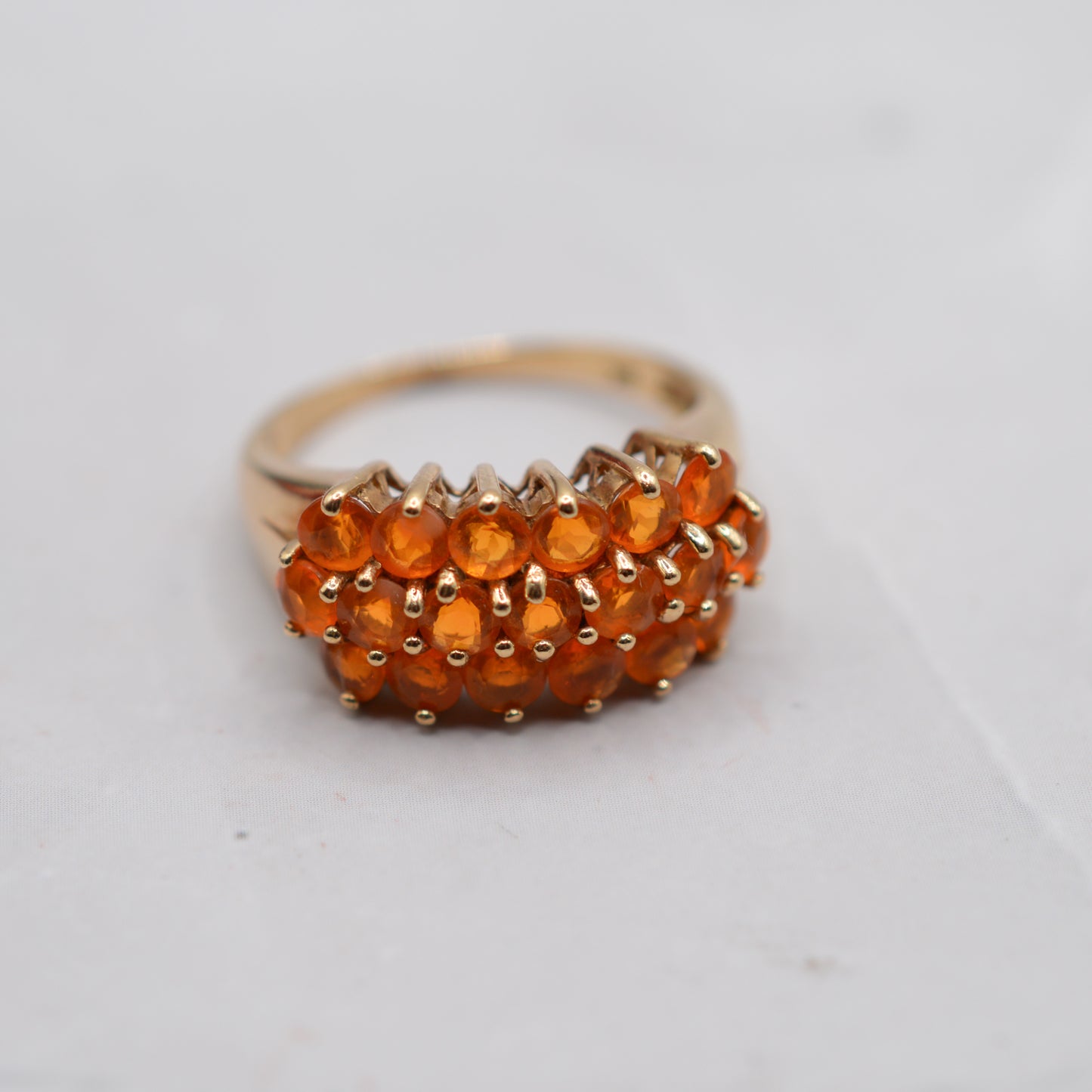 Y2K Chunky 9ct Gold Fire Opal Cluster Ring