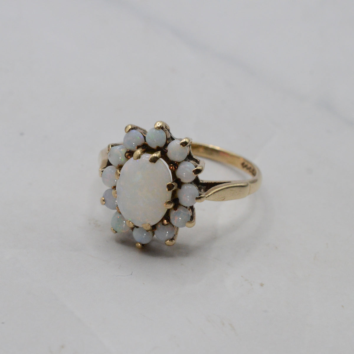 1980s 9ct Gold Opal Cluster Ring