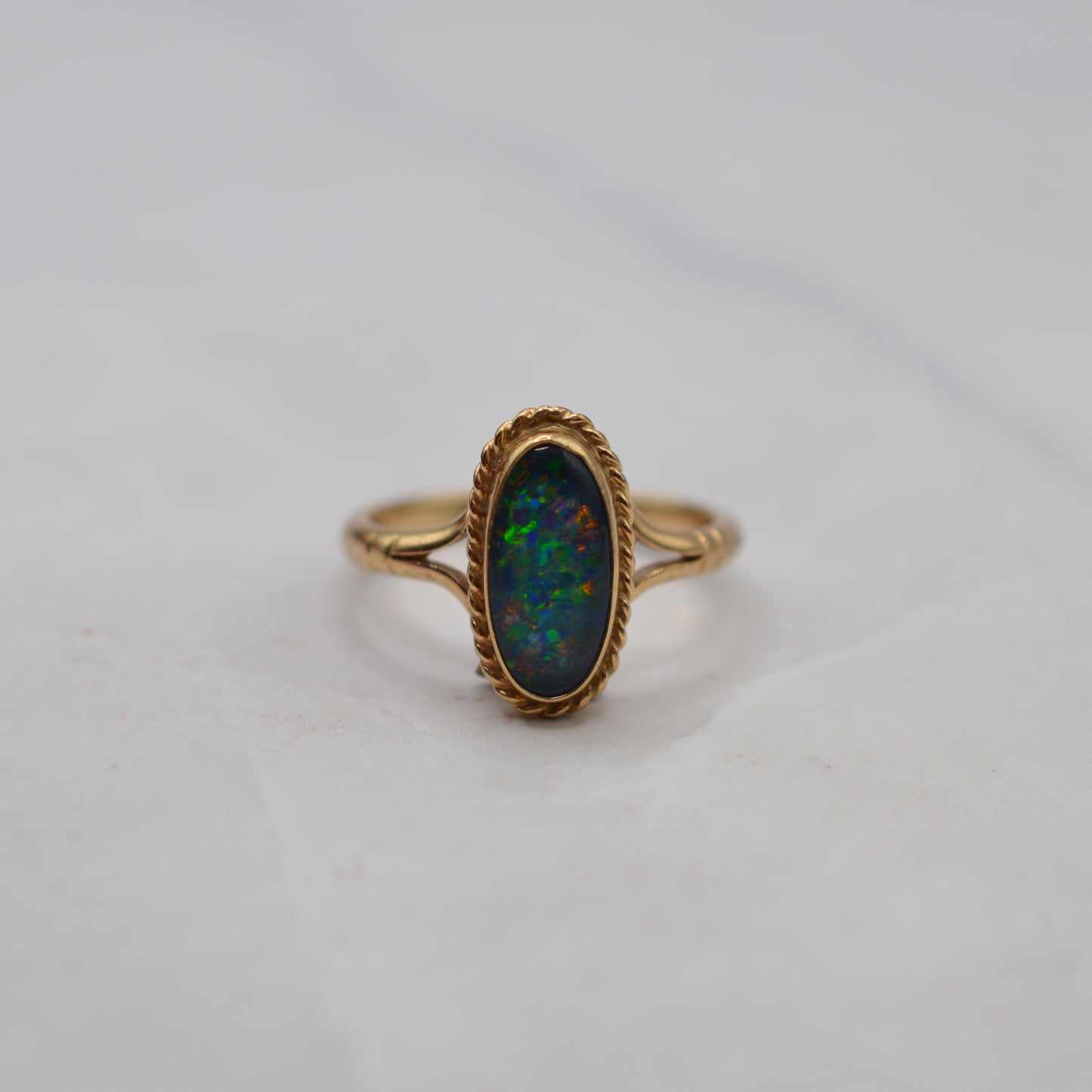 1980s 9ct Gold Opal Triplet Solitaire Ring