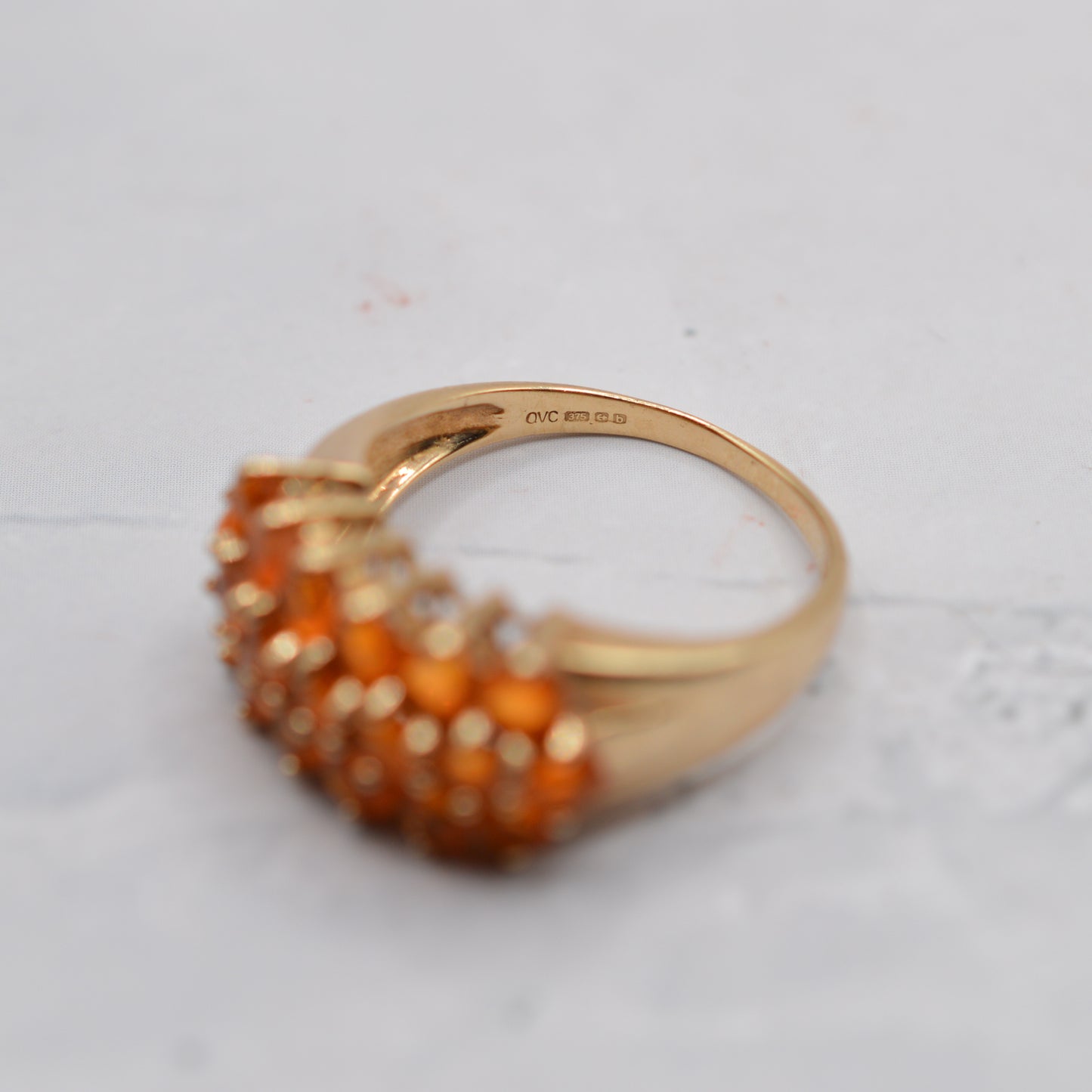 Y2K Chunky 9ct Gold Fire Opal Cluster Ring