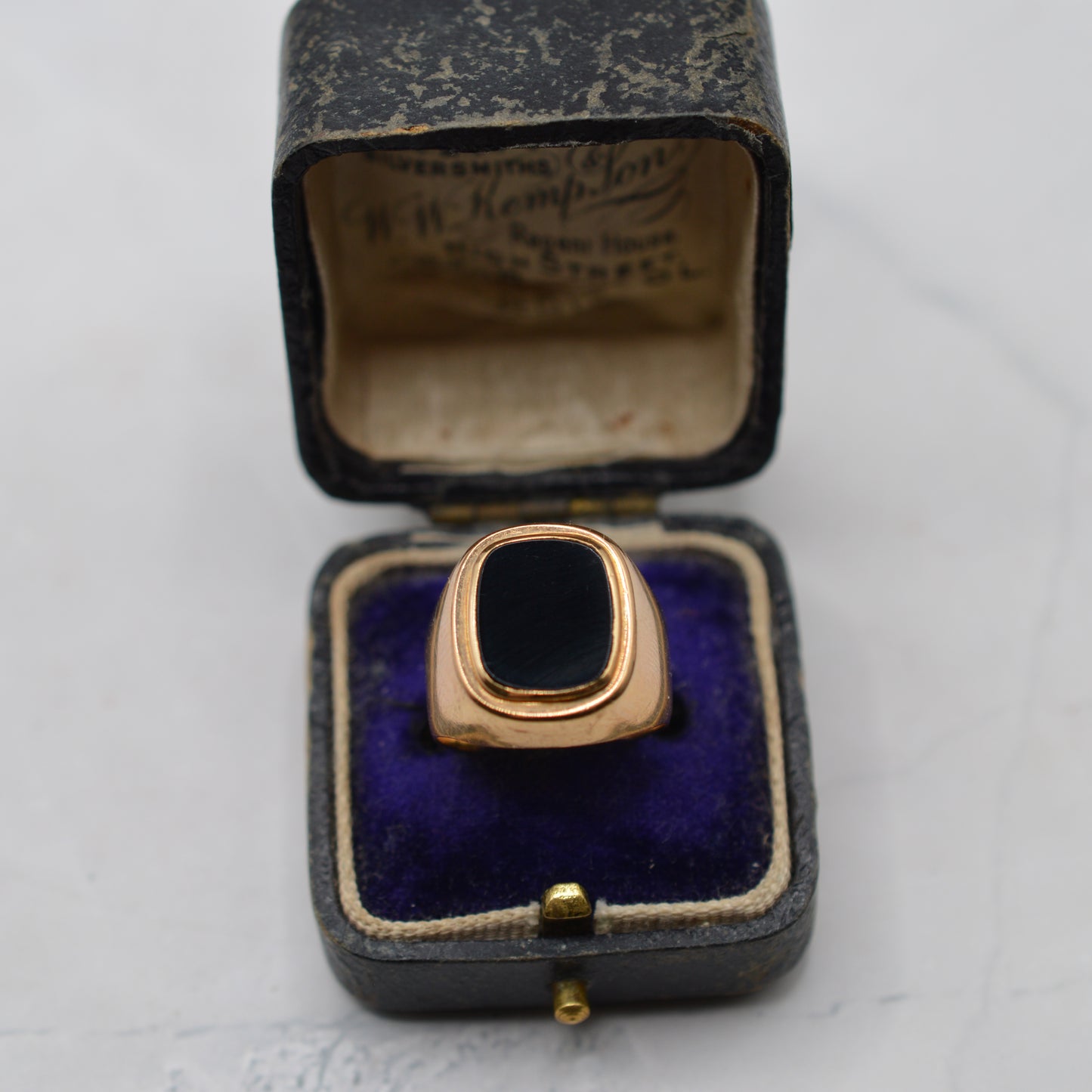 Chunky 1960s Swedish 18ct Gold Onyx Signet Ring